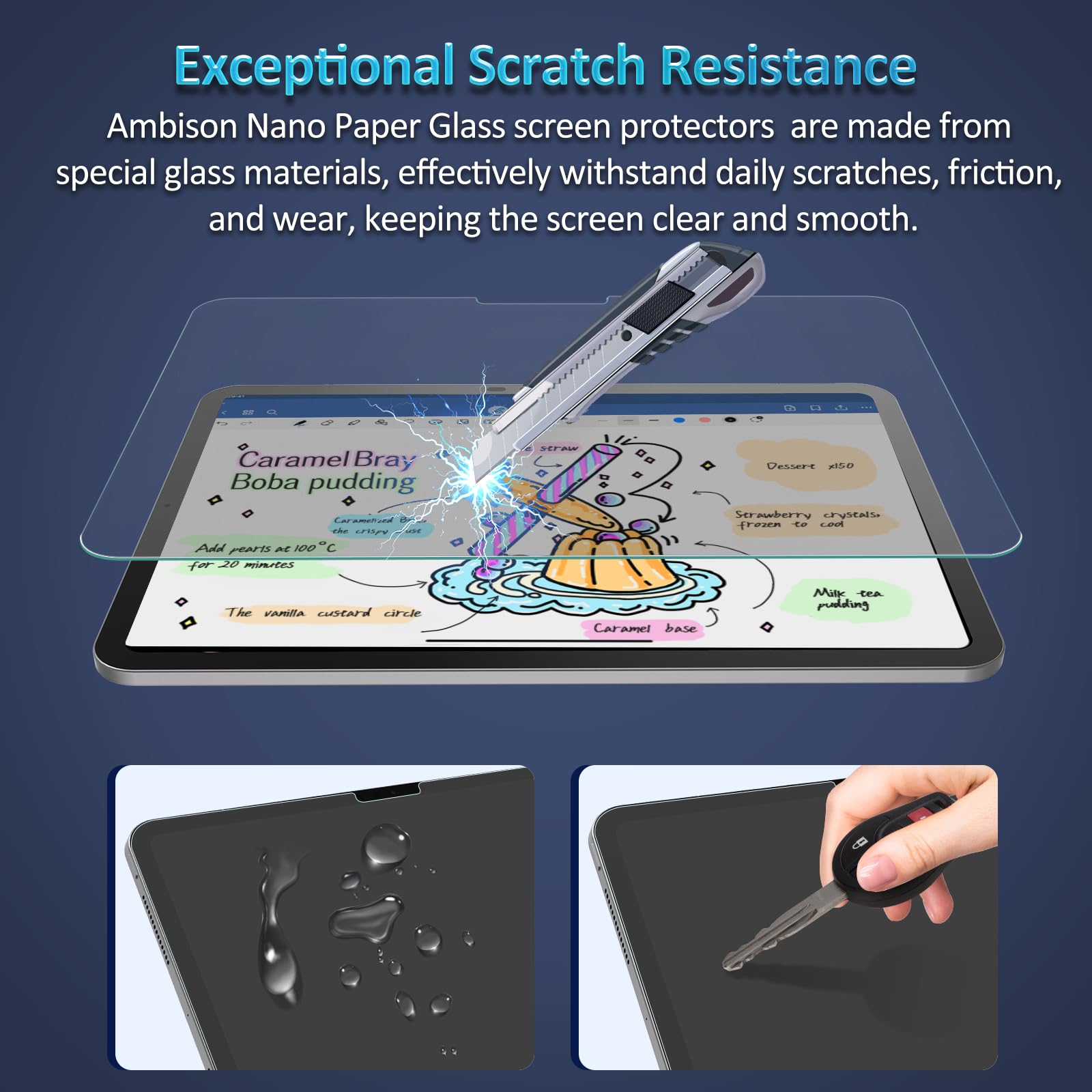 Ambison [2 Pack Tempered Papered Glass Screen Protector For Ipad Air 11 M2 2024&Ipad 10Th Generation 10.9Inch 2022, Smooth/Anti Glare,/9H Tempered Glass Film With Alignment Frame/Writing As Paper With Matte Glass Surface