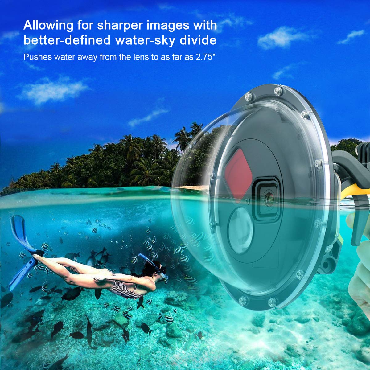 Gepuly Dome Port For Gopro Hero 8 Black, Dome Port Lens With Waterproof Housing Case, Trigger, Floating Hand Grip, Built In Swit