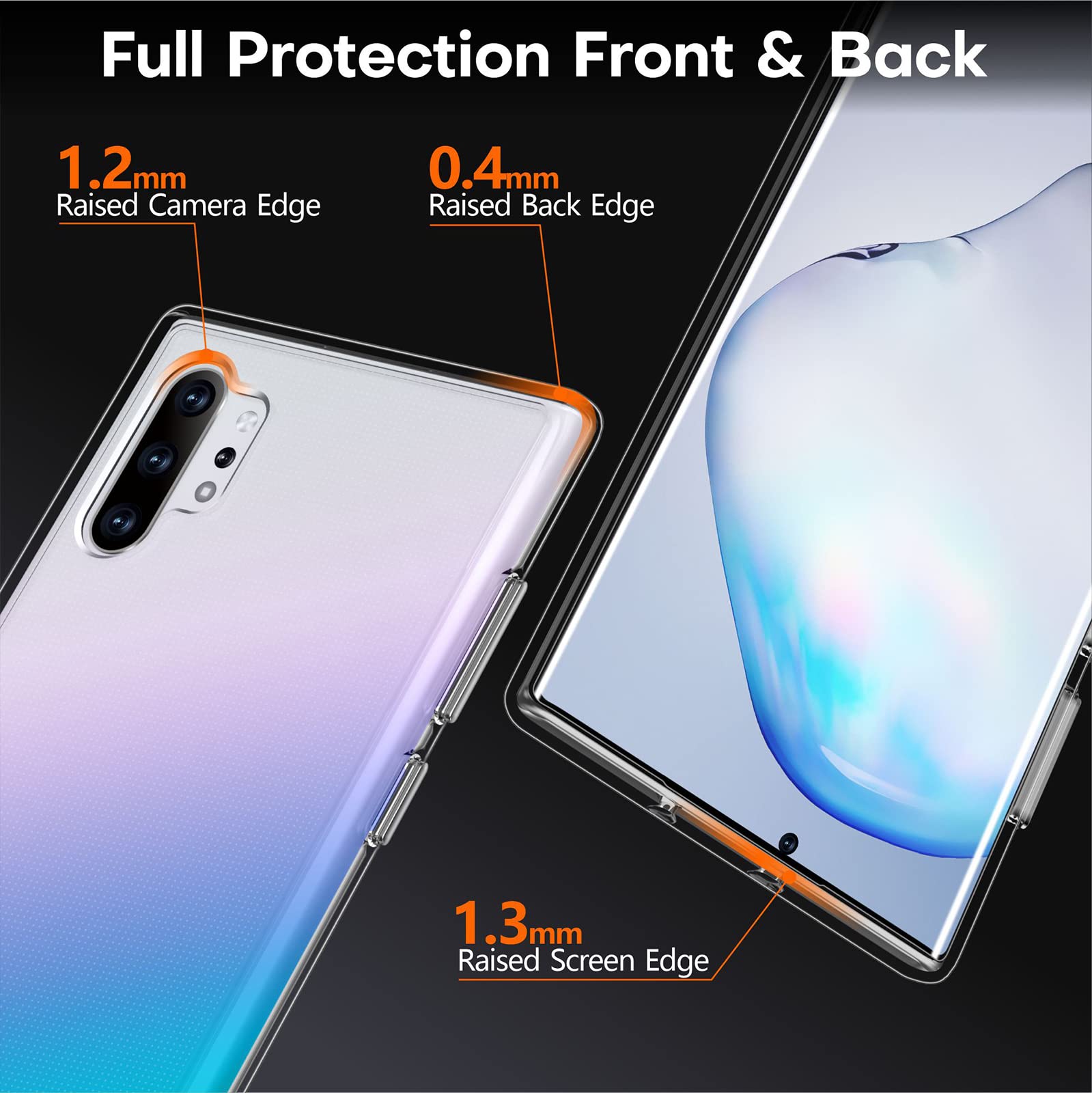 Rayboen Case For Samsung Galaxy Note 10 Plus 5G(Not For Note10), Crystal Clear Shockproof Non Slip Protective Cover, Hard Pc Bac