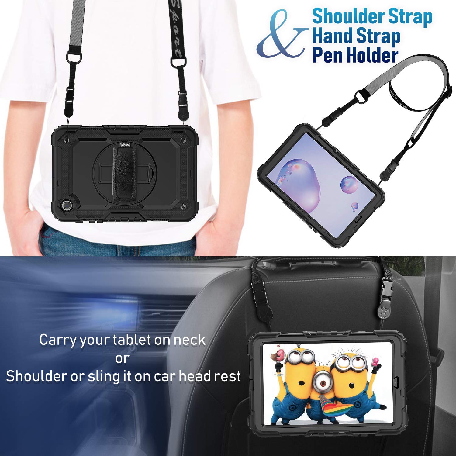 Timecity Case For Galaxy Tab A 8.4 Inch 2020, Sm T307 Case, With Stylus Holder Screen Protector/Swivel Stand/Hand Strap/Shoulder