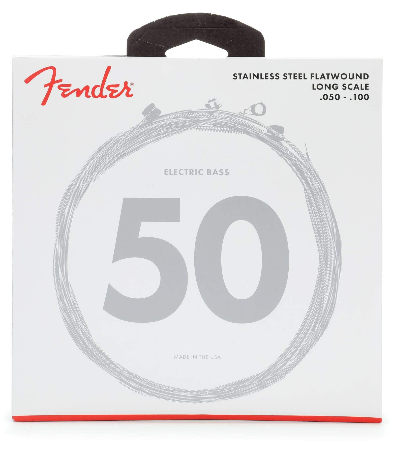 Fender 9050 Bass Strings, Stainless Steel Flatwound, 9050Ml .050 .100