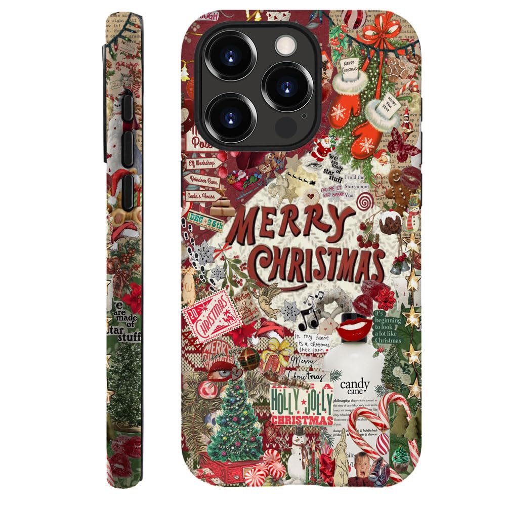Case for iPhone 14 Pro Max - [Drop Protection Phone Cover] - Hybrid Case for Girl Women - Christmas Aesthetic Collage