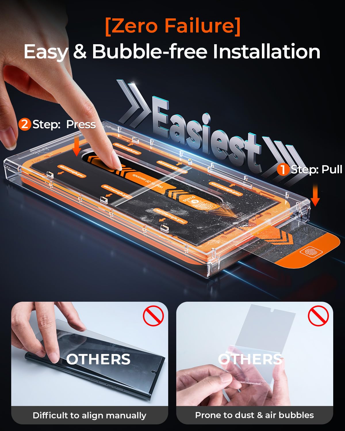 Mrglas 2+2 Packs For Samsung Galaxy S24 Ultra Screen Protector 6.8'' With Camera Lens Protector [Auto Dust Removal] [100% Finger