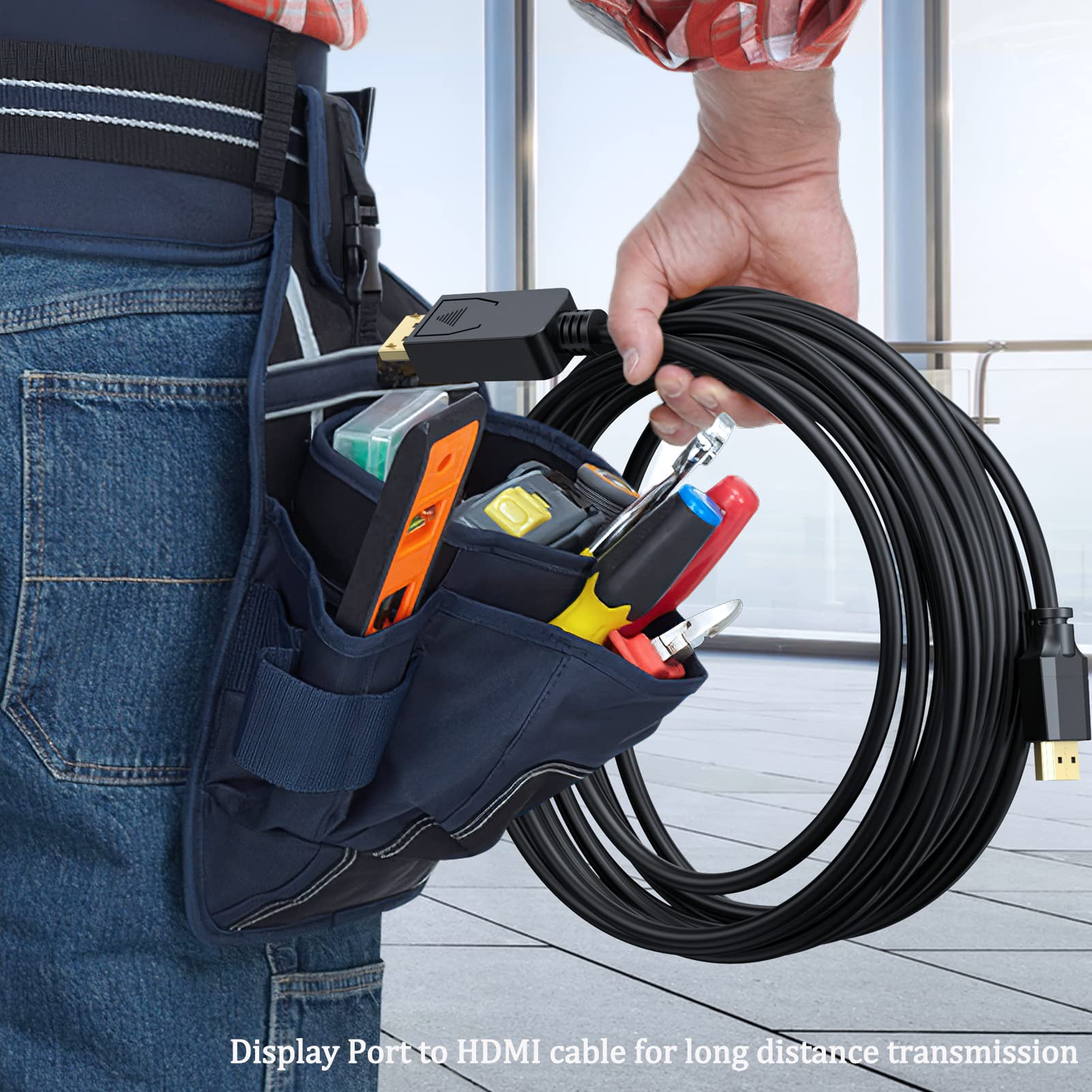 Uvooi Displayport To Hdmi Cable 30Ft 4K, Display Port Dp To Hdmi Cable Adapter Male To Male Dp To Hdmi Cord 4K@30Hz, 2K, 1080P F