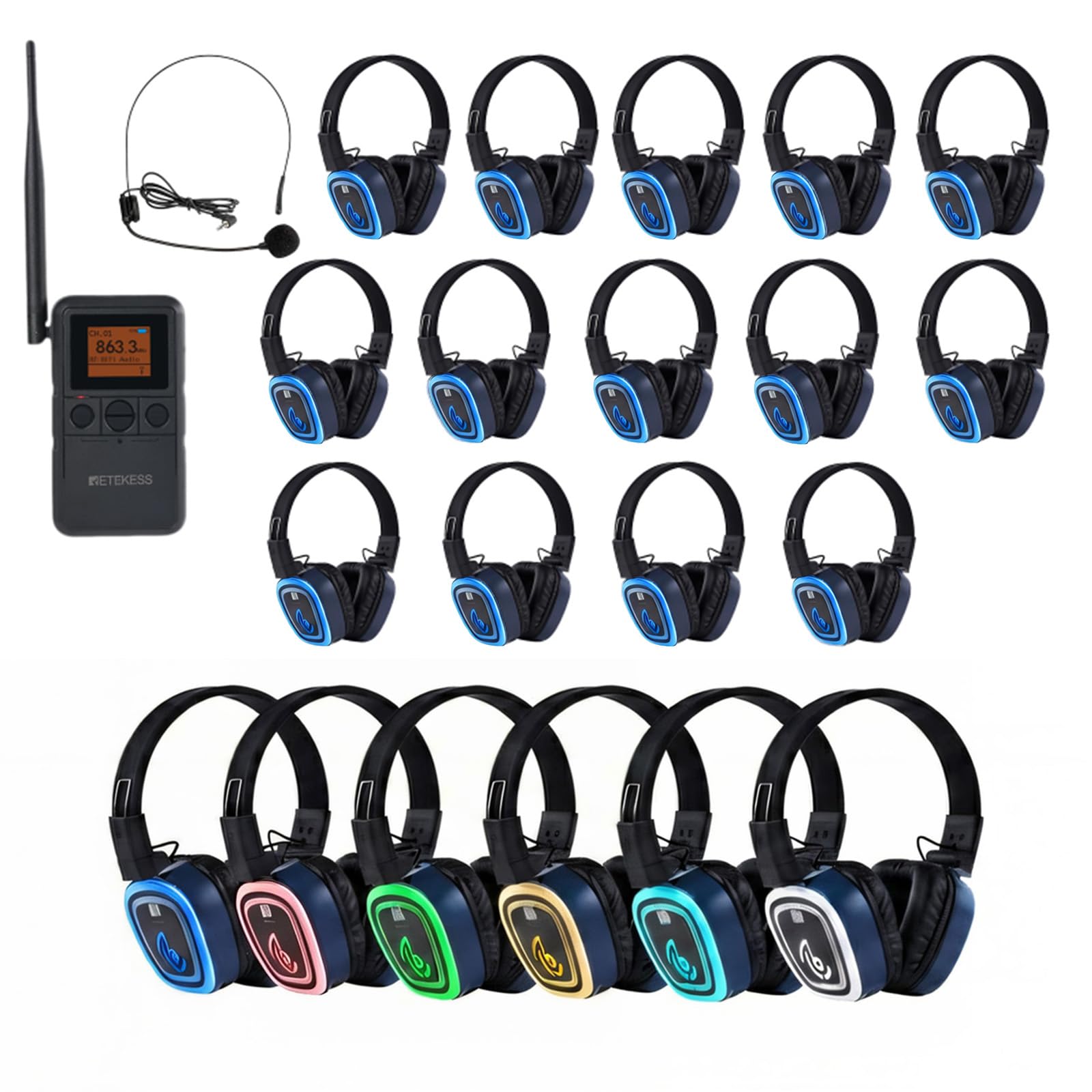Retekess TA003P Silent Disco Headphones, Handheld Silent Disco Kit(120)