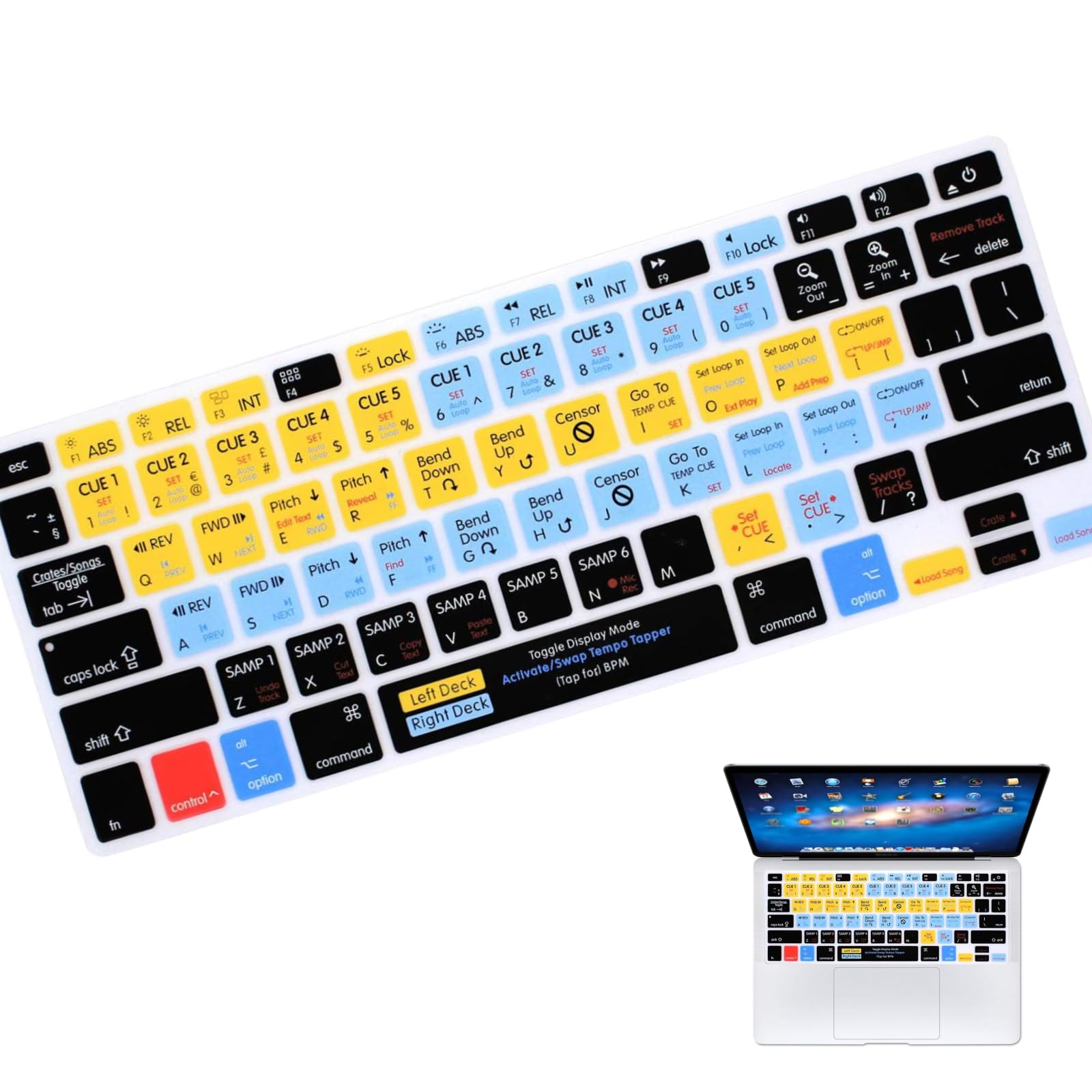 Mmdw Serato Scratch Live Silicone Shortcuts Keyboard Cover Skin For Macbook Pro 13'' 15'' 17'' (2015 Or Older Version),For Macbo