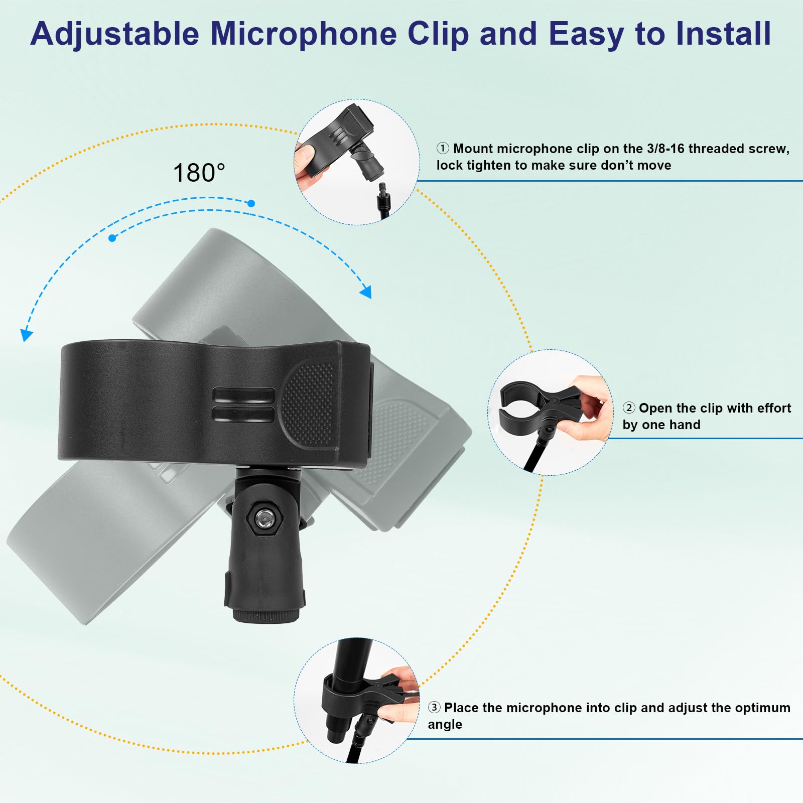 Mippko Microphone Stand Holder,21.5  Long Flexible Adjustable Magic Arm Super Crab Clamp Mic Clip 3/8 -16 To 5/8 -27 Adapter Mou