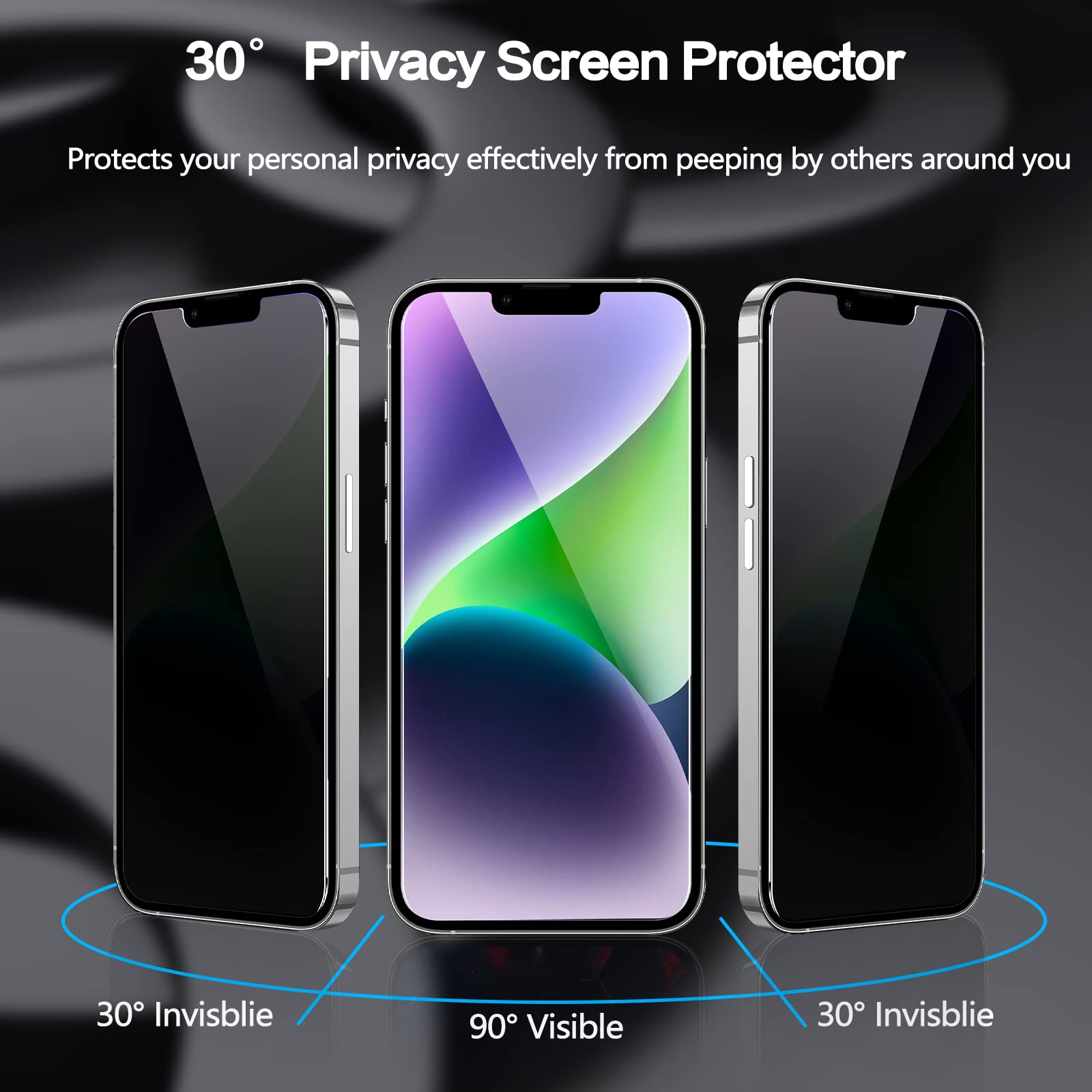 Sorlnern For [2 Pack] Privacy Screen Protector For Iphone 13 Pro Max/14 Plus 6.7 Inch, Anti Spy Private Full Coverage Bubble Fre