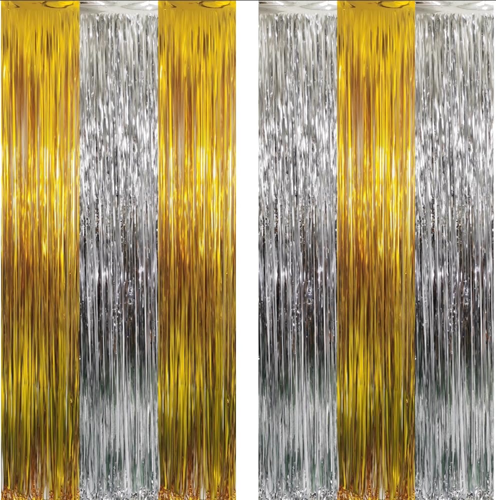 Goer 3.2 Ft X 8.2 Ft Metallic Tinsel Foil Fringe Curtains Party Backdrop Party Streamers For Birthday,Graduation,New Year Eve De