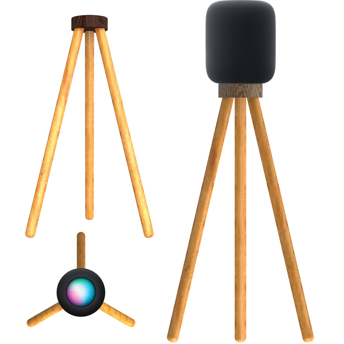 Hookmemo Speaker Stand For Homepod 2 (2023) (Real Wood Stand:Walnut+Beech)