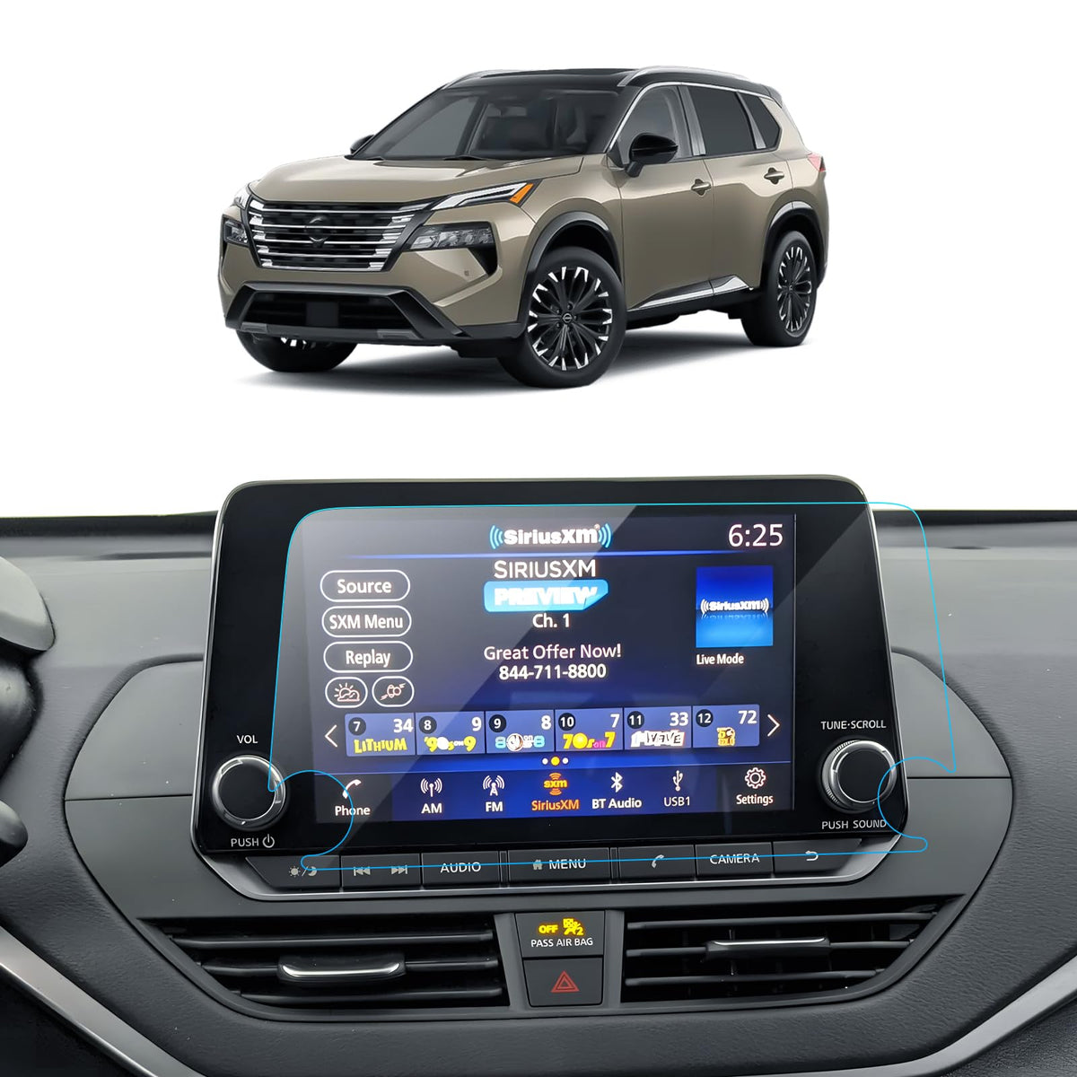 Lantu Car Screen Protector For 2024 2023 2022 2021 Nissan Rogue (S/Sv/Sl) Accessories Navigation Touchscreen Protector Film Temp