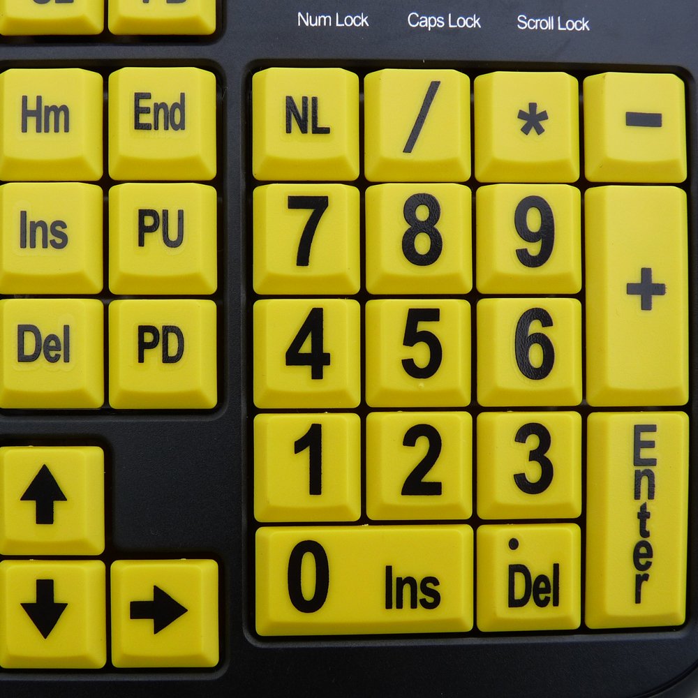 Large Print Yellow Keys Usb Keyboard For Low Vision By Dsi