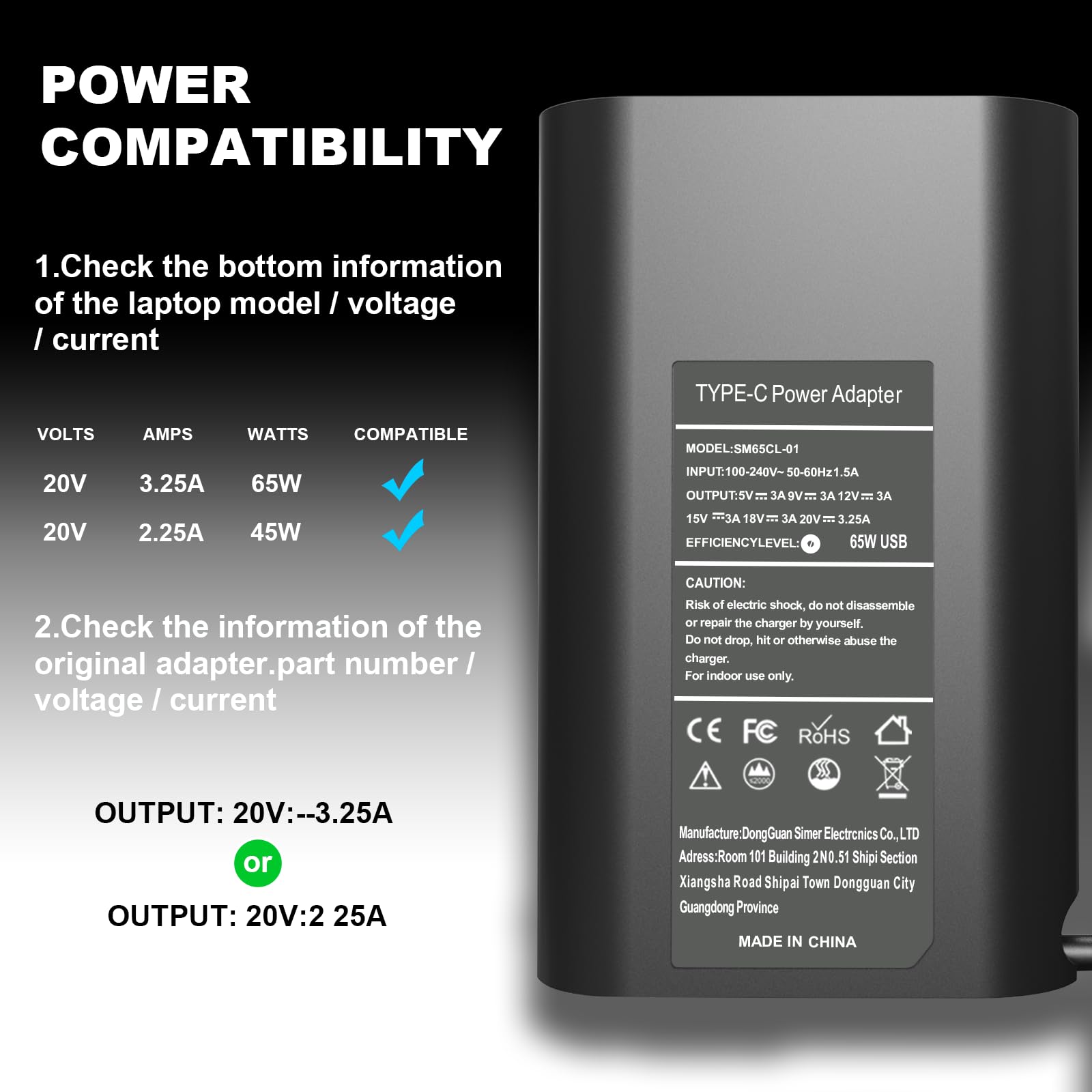 65W 60W Type C Usb C Laptop Charger For Dell Latitude Computer 5420 5520 5530 5540 3440 3540 5440 E5430 5290 5320 7410 7420 7330