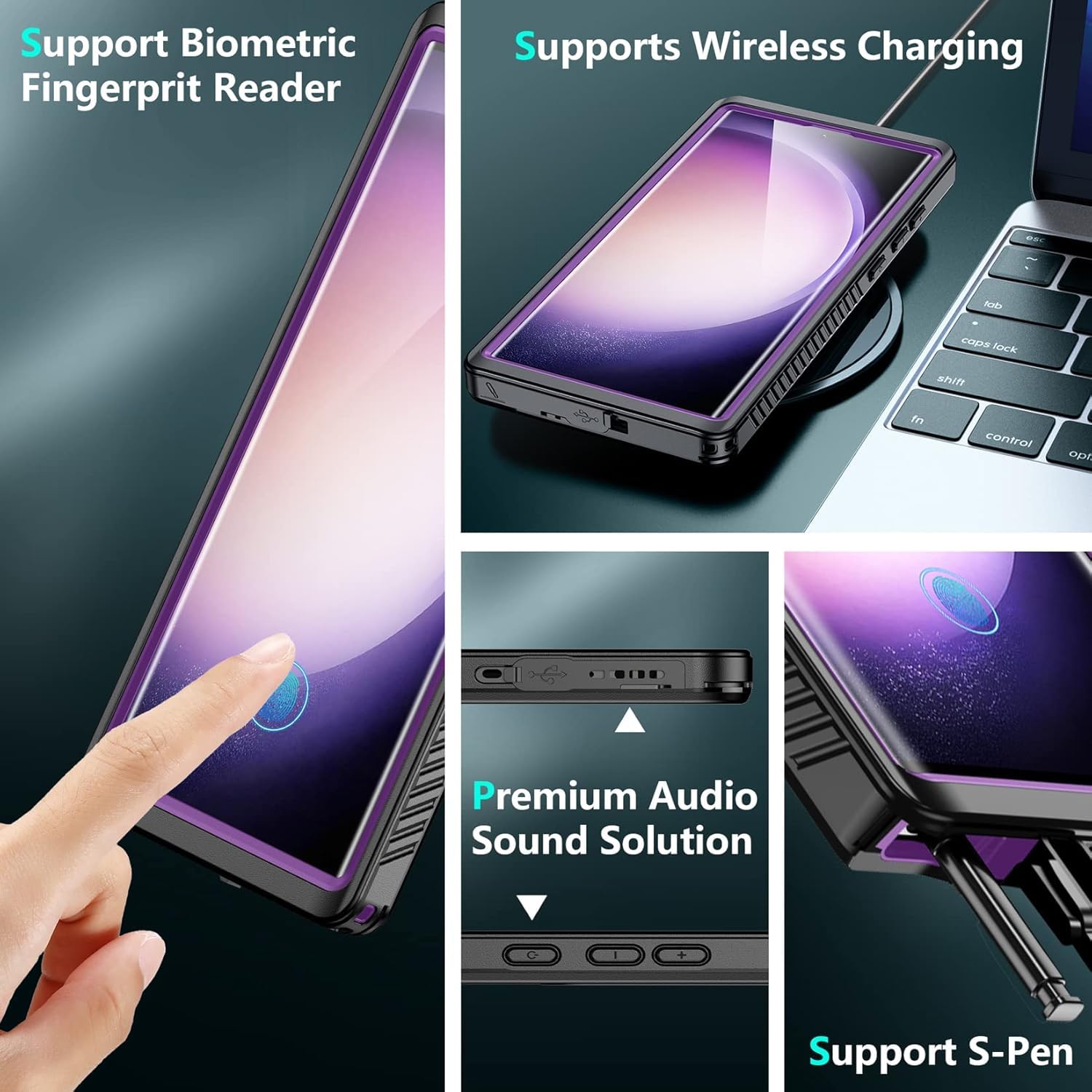 Spidercase For Samsung Galaxy S23 Ultra Case Waterproof, Built-In Screen Protector[Ip68 Underwater][12Ft Military Grade Shockpro