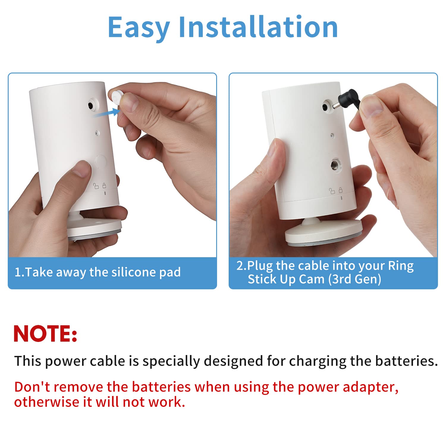 Alertcam Power Adapter For Ring Stick Up Cam Battery(3Rd Gen), With 30Ft/9M Weatherproof Outdoor Cable Continuously Charge Your