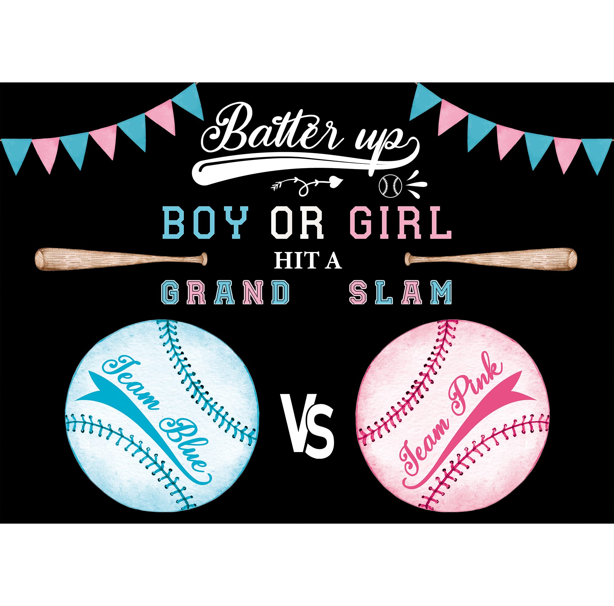 Svbright Baseball Gender Reveal Backdrop 7Wx5H Sports Theme Girl Or Boy Pink Or Blue Flags Cute Baby Shower Nursery Party Celebr