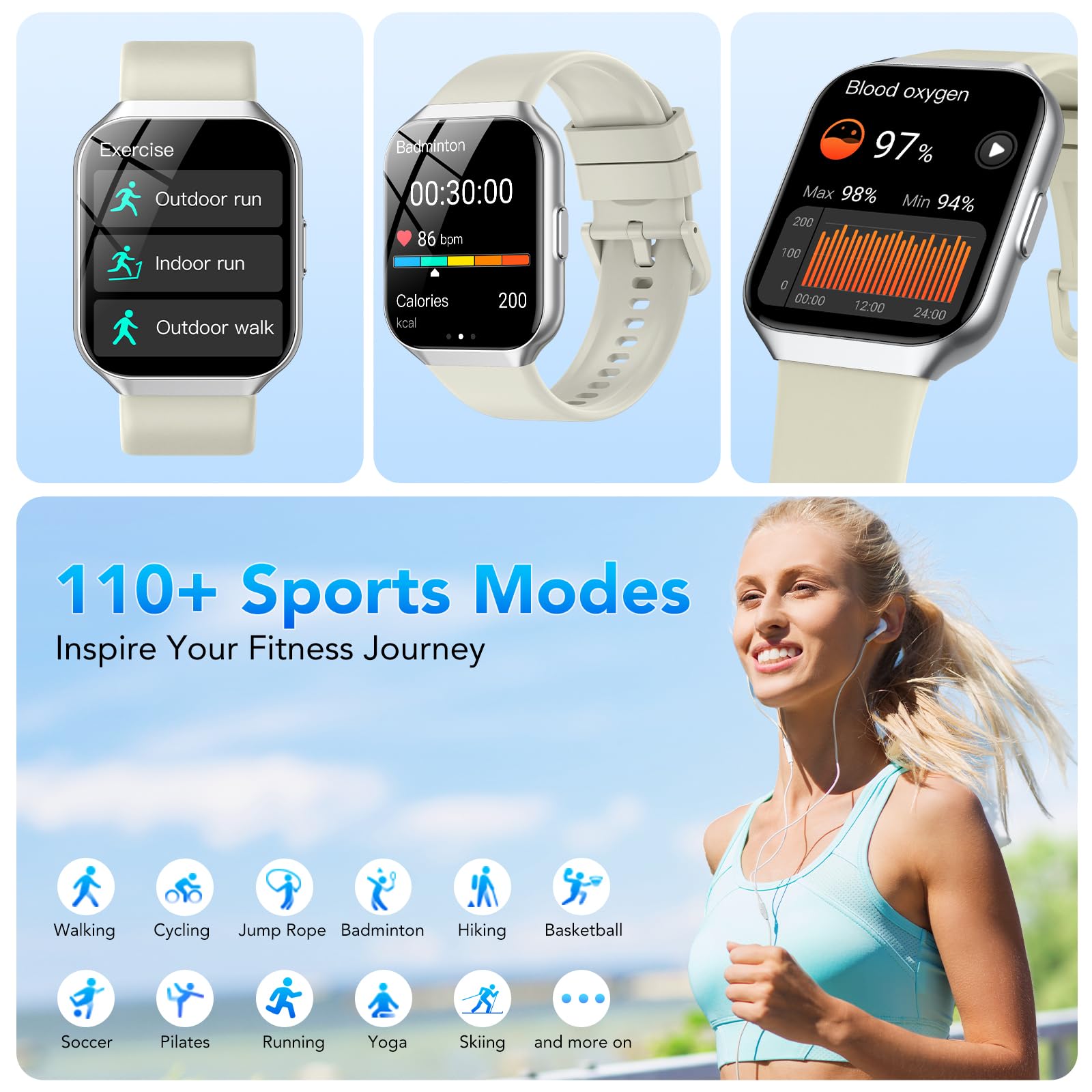 Smart Watch For Men Women (Answer/Make Call), 1.96 '' Smartwatch Fitness Activity Tracker, 110+ Sports Ip68 Waterproof, Heart Ra