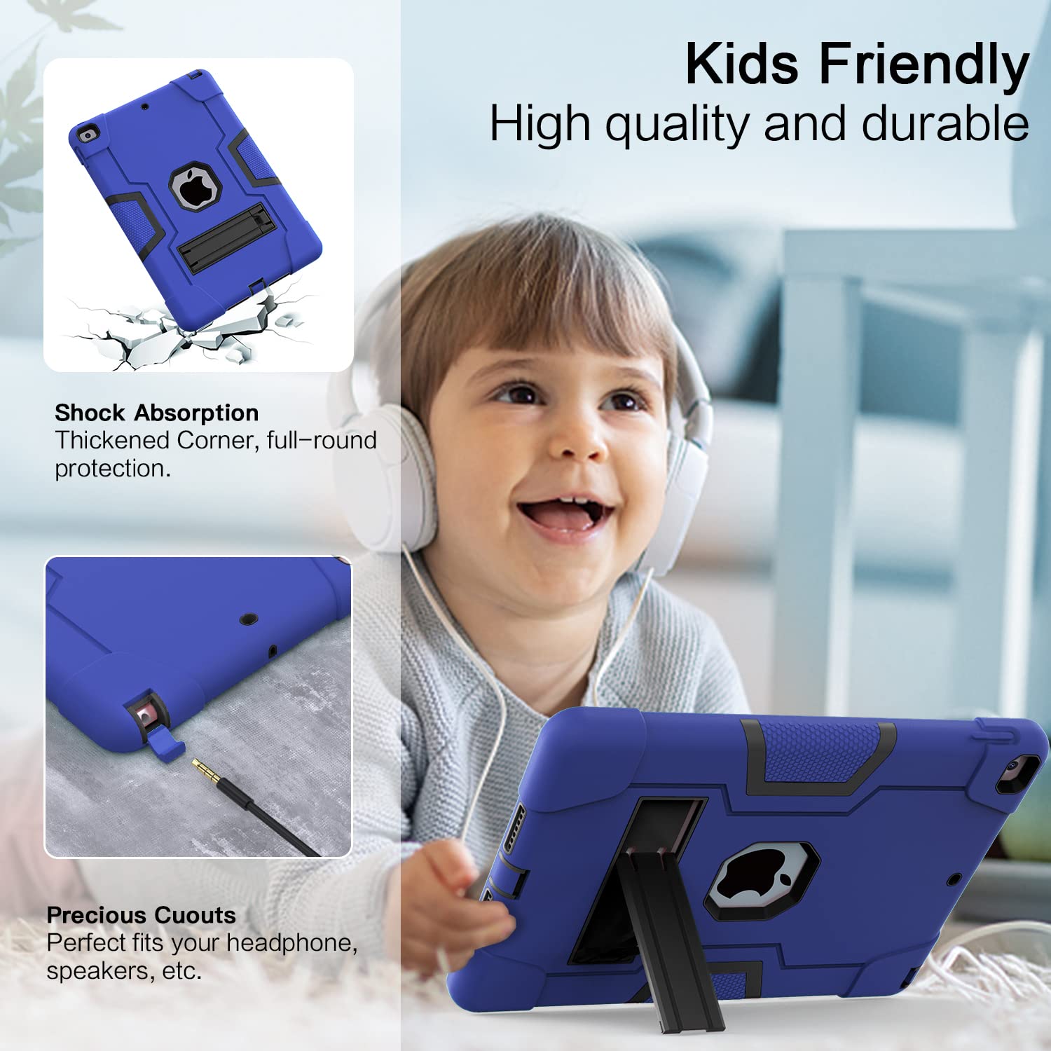 Cantis Case For Ipad 9Th Generation/ 8Th Generation/ 7Th Generation, Slim Heavy Duty Shockproof Rugged Protective Case With Buil