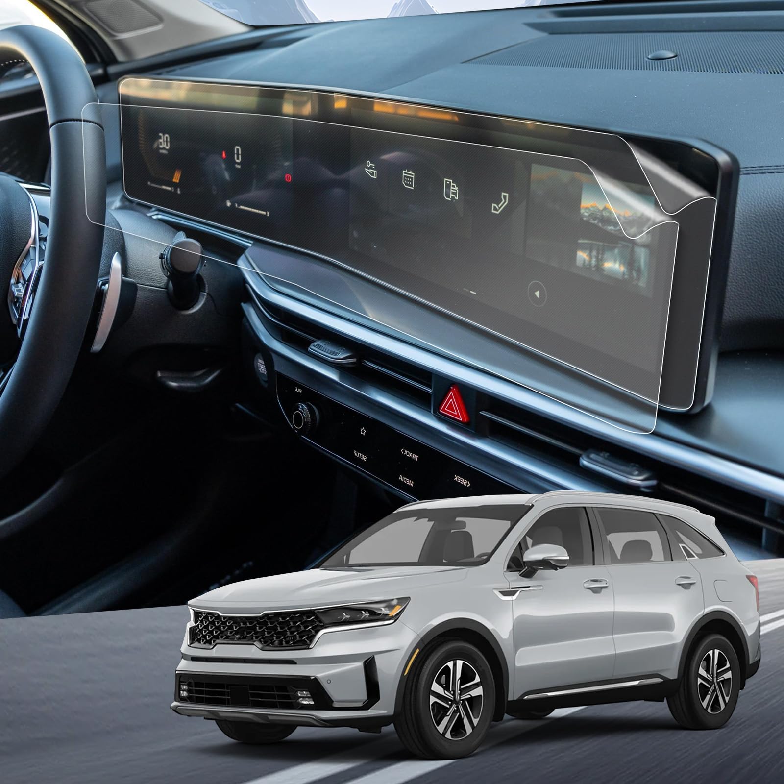 Yee Pin 2025 Kia Sorento Hybrid Screen Protector For 2025 Kia Sorento Hybrid Accessories Lx/S/Ex/X Line Ex Awd/Sx/X Line Sx Awd/X Line Sx Prestige/X Pro Sx Prestige Awd 12.3 Inch Curved Display 2Pack