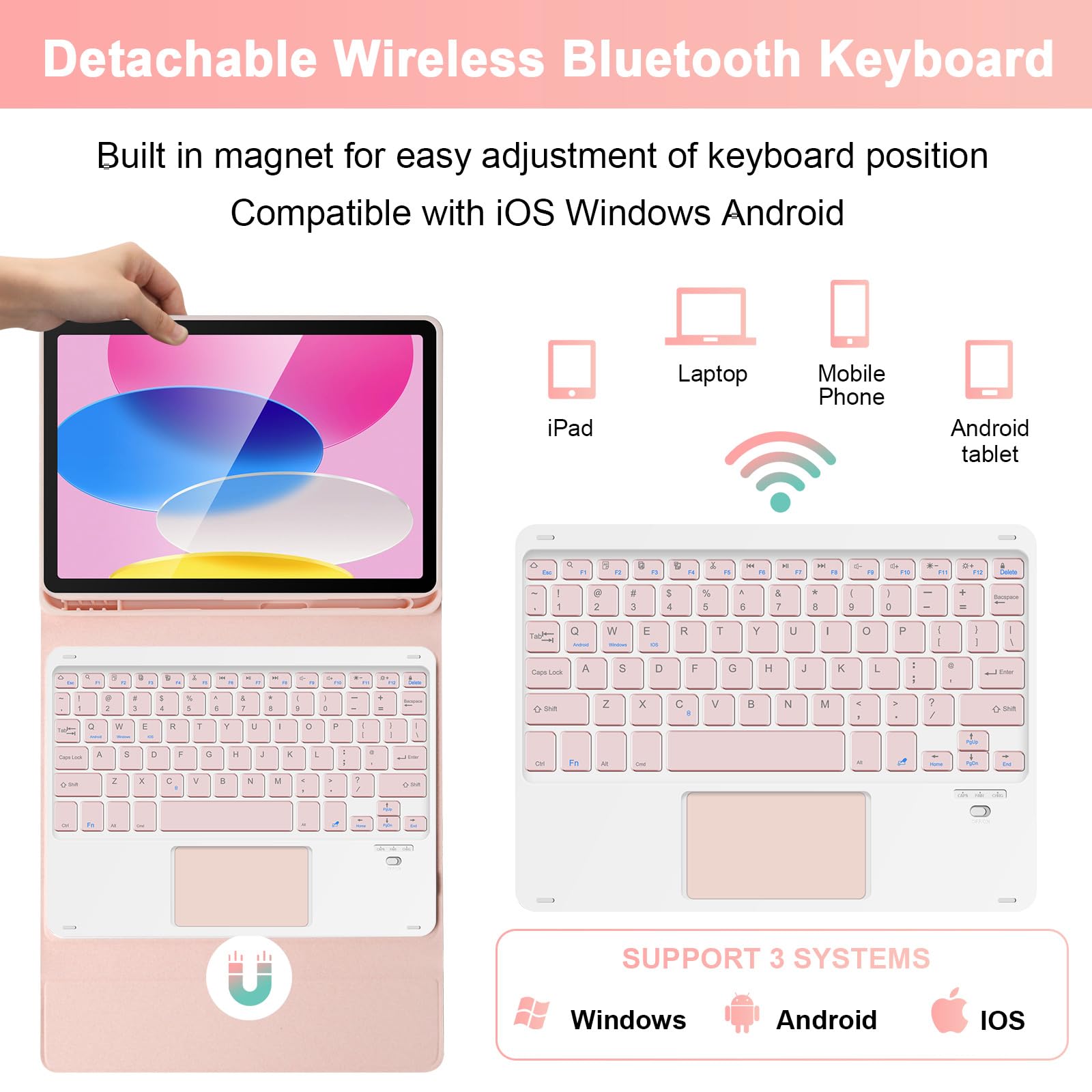 Soppy Keyboard Case With Touchpad For Ipad 10Th Generation, Detachable Wireless Keyboard For Ipad 10Th Gen 10.9 2022 (A2696/A275