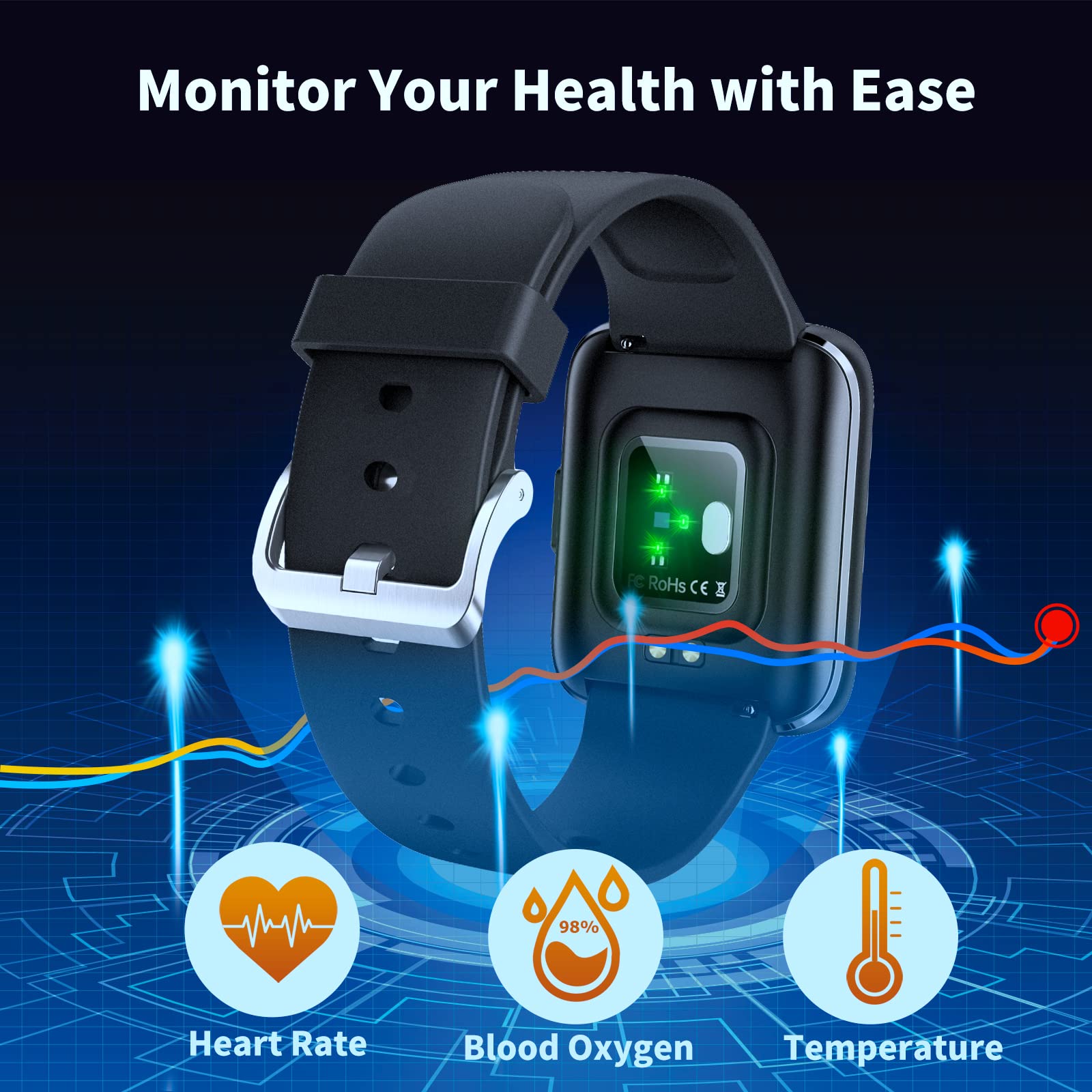 Cattle Herder Smart Watch For Android Phones, Smart Watch For Men Women, 1.69'' Curved Screen Smartwatch Waterproof Fitness Trac