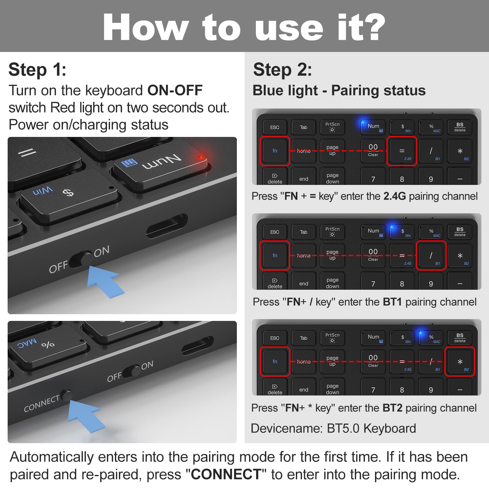 Mofii Bluetooth Number Pad For Laptop   Black Wireless Numeric Keypad 35 Keys Usb C Rechargeable Numpad, Accounting Portable Fin