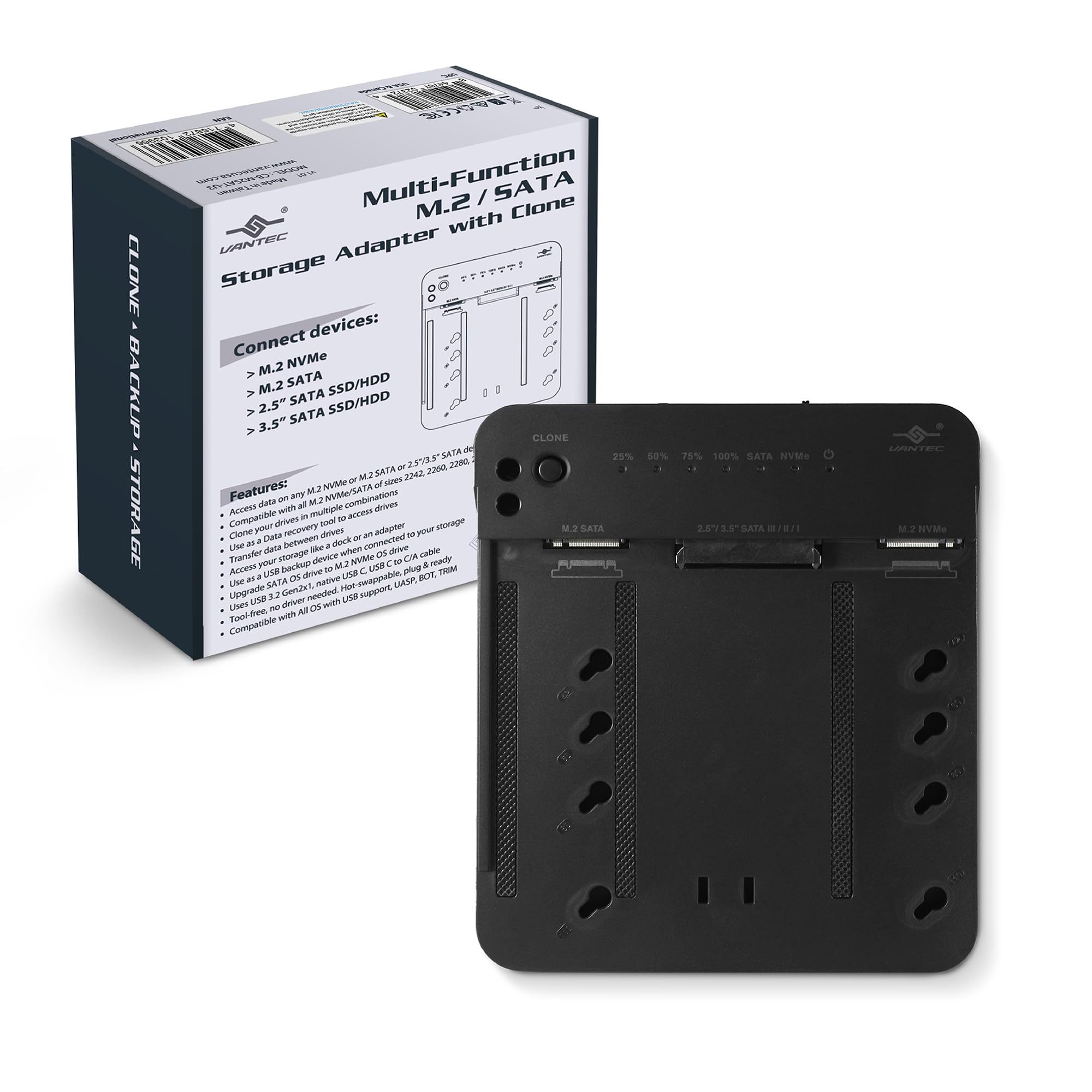 Vantec CBM2SATU3 MultiFunction M.2 SATA Storage Adapter w Clone Function  Ret