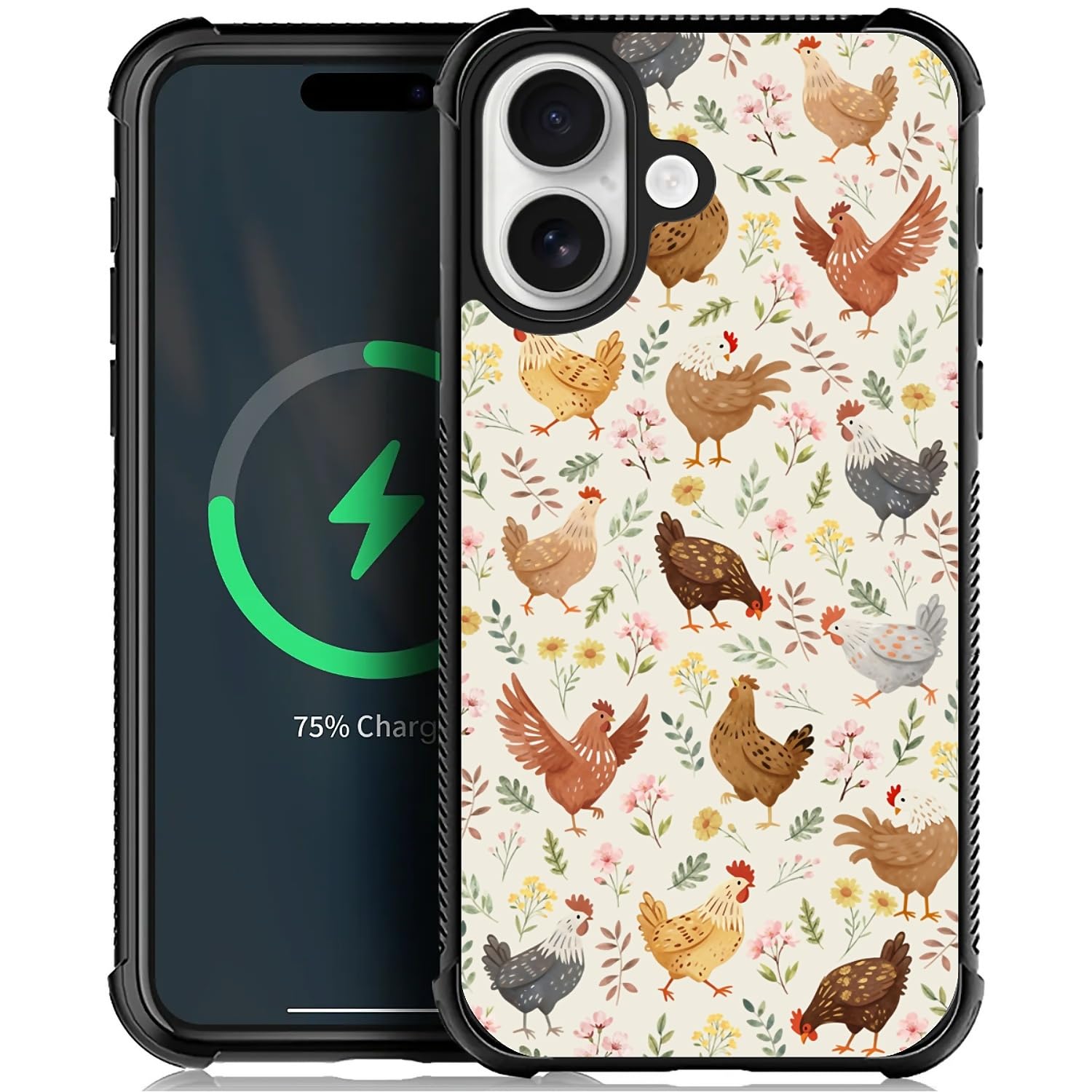 Deaorew for iPhone 17 Case | Compatible with MagSafe | Classic Slim Cover Design | Countryside Chicken Flowers