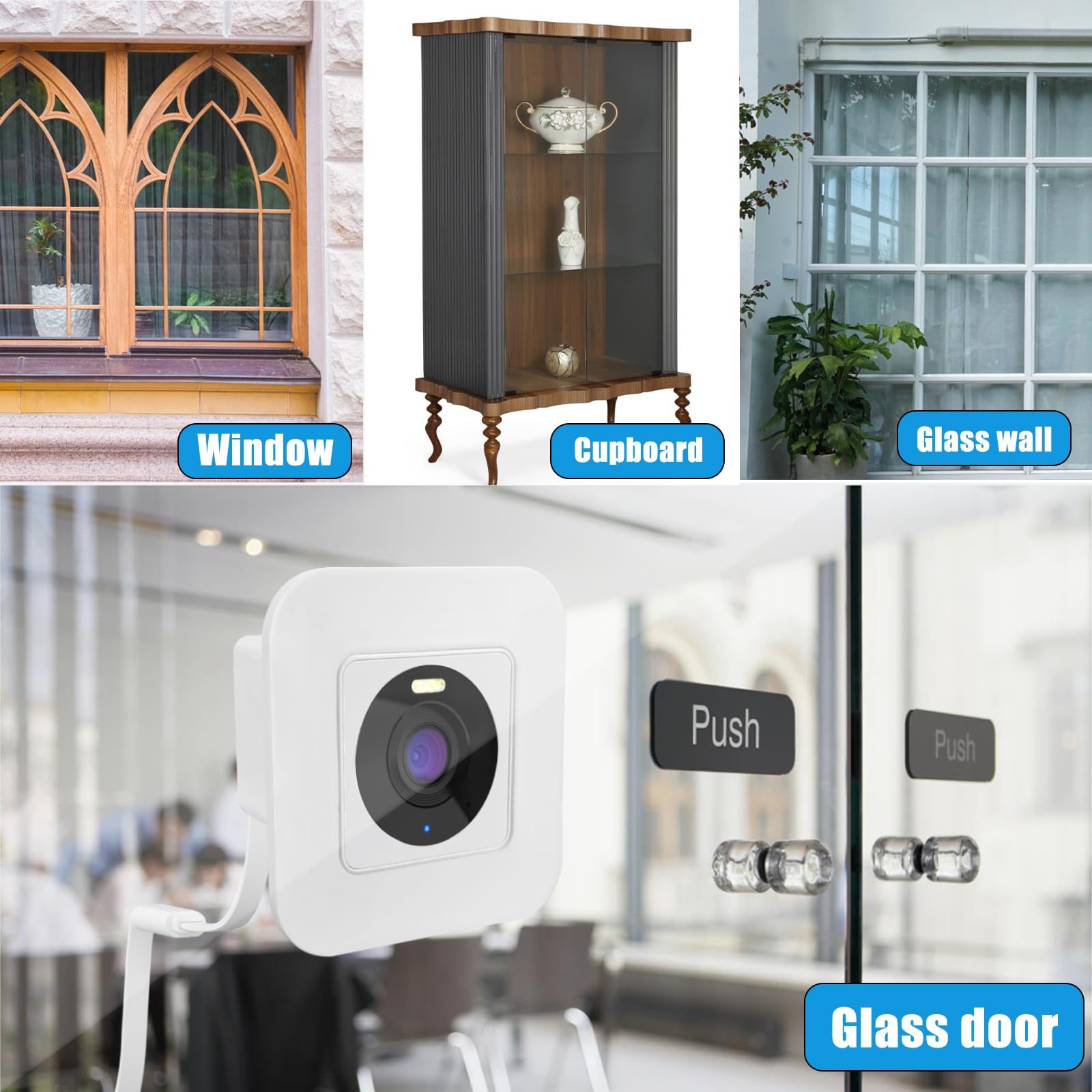 2 Pack Window Mount Fits For Wyze Cam Og Camera,Self Adhesive Camera Holder Attach To Single Pane Glass Wall , Monitoring Outdoor Though The Insides Window Of House, Car,Office And Workshop