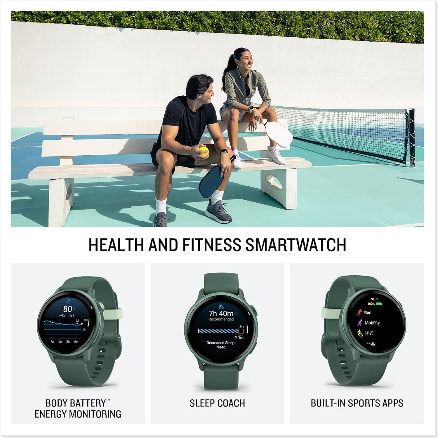 Garmin Vivoactive 6 Gps Smartwatch With Amoled Display, Jasper Green | Advanced Health And Fitness Features, Up To 11 Day Batter