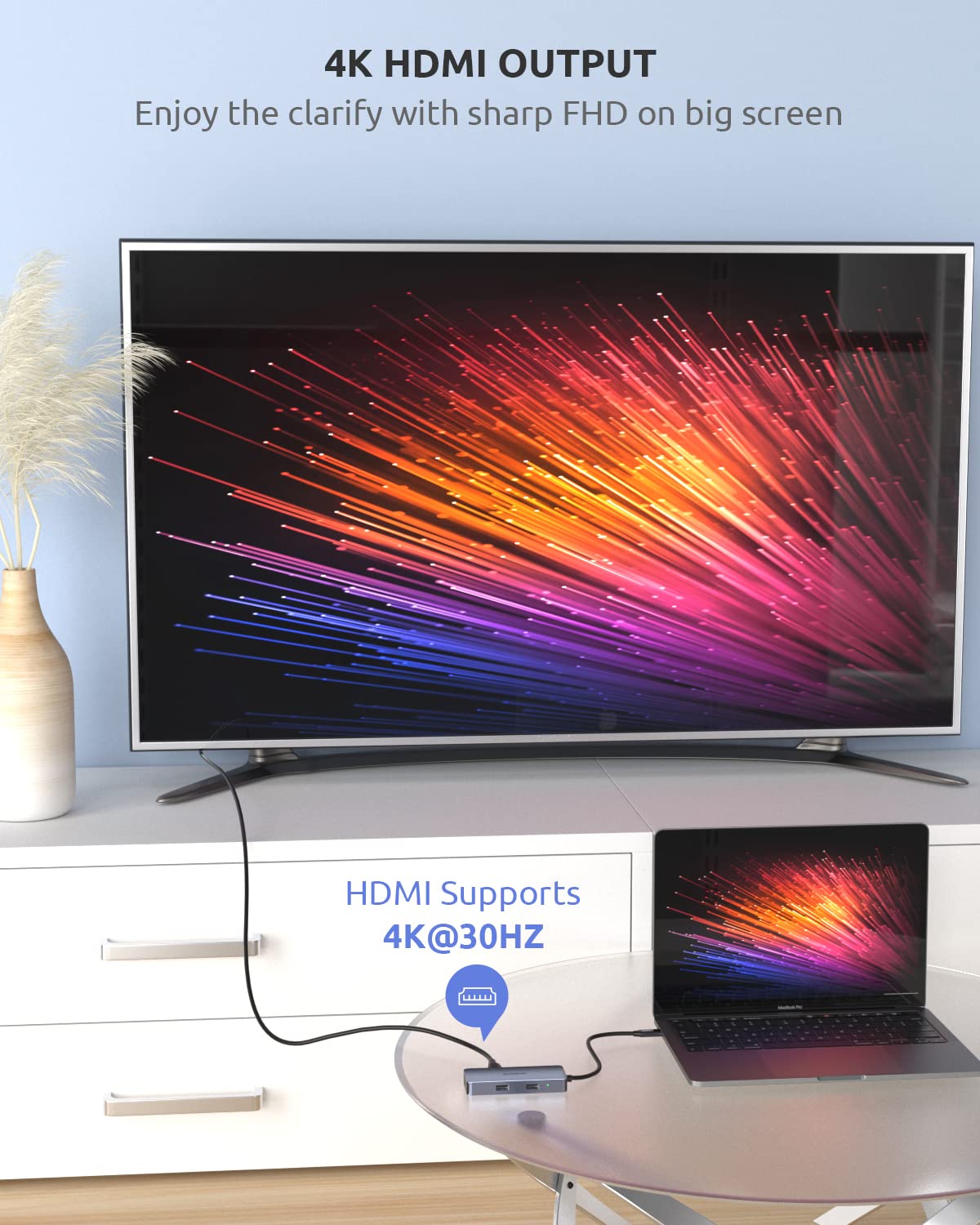 Usb C Hub, Docking Station, Sutoug 6 In 1 Usb C Adapter, 4K Hdmi Multiport Dongle, With Vga Ports, 2 Usb 2.0 Ports, Sd/Tf Card R