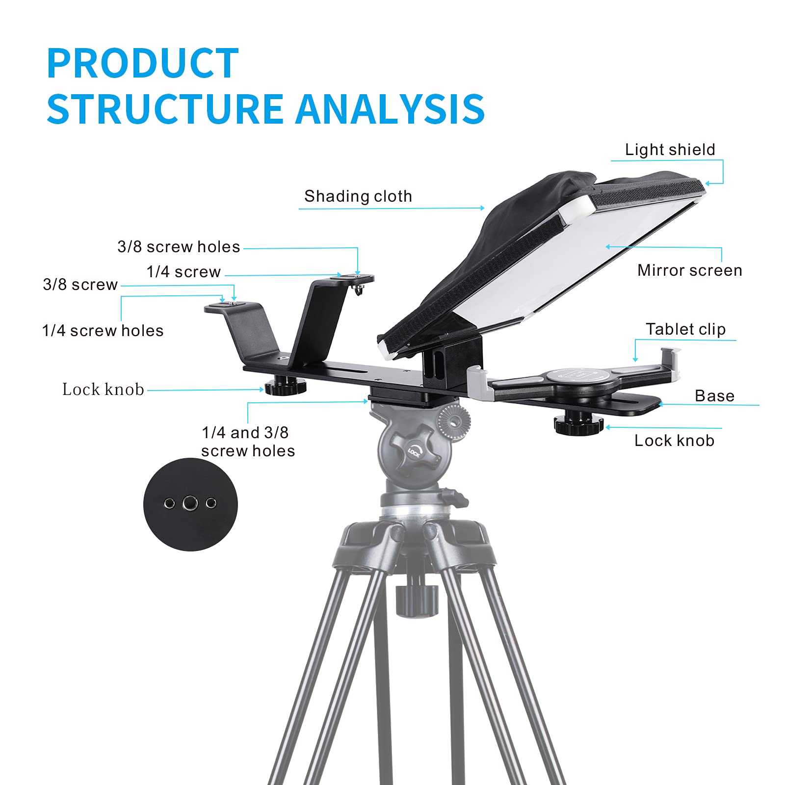 Gvm Teleprompters For Ipad Smartphone Tablet Dslr Camera Portable 10.5'' Teleprompter Kit With Remote Control & App,Solid Alumin