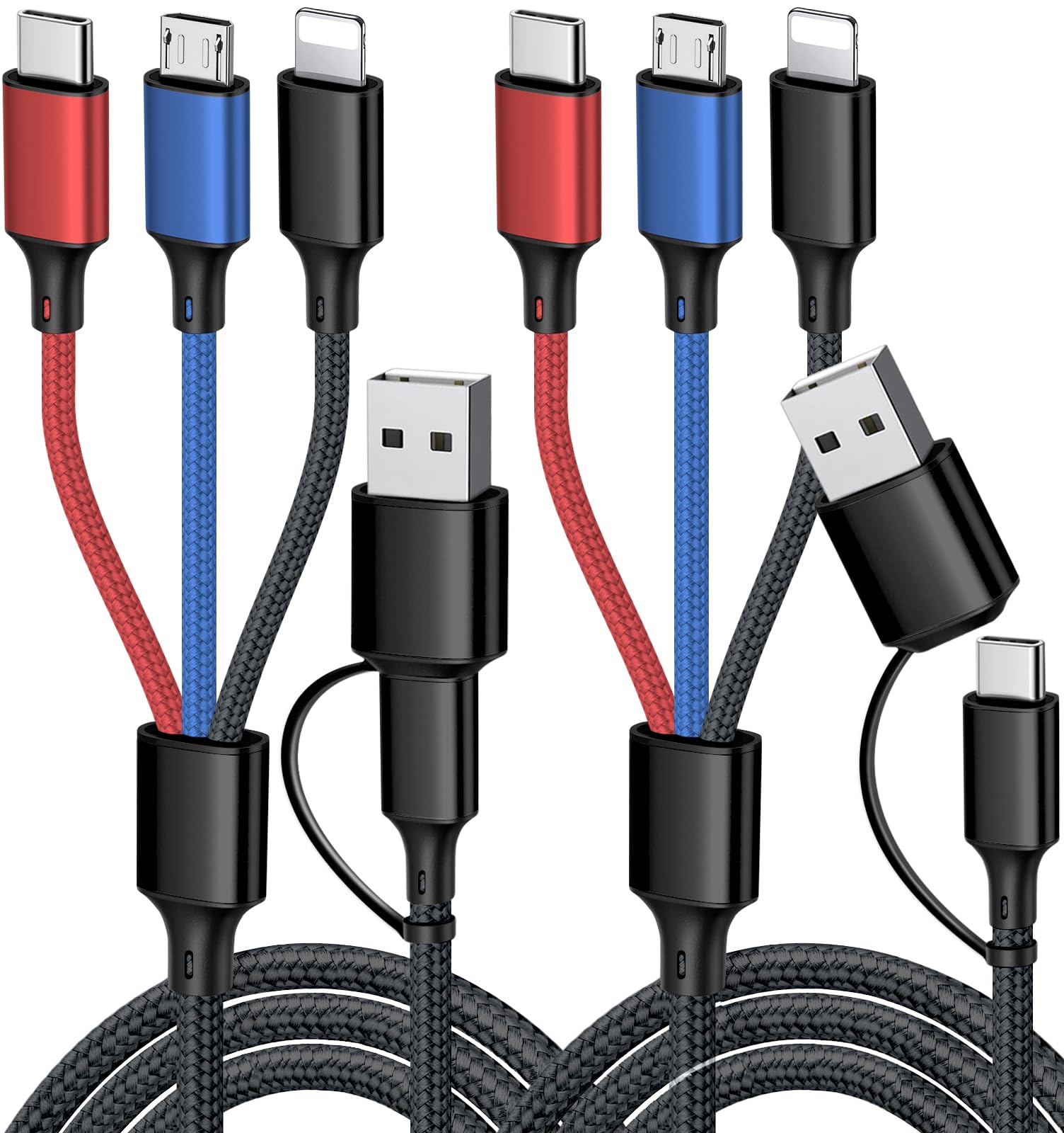 Puxnoin Multi Charging Cable 5 In 1, 2Pack 4Ft Multi Usb Charger Cable Universal Multiple Charging Cord With Usb C/Micro Usb Con
