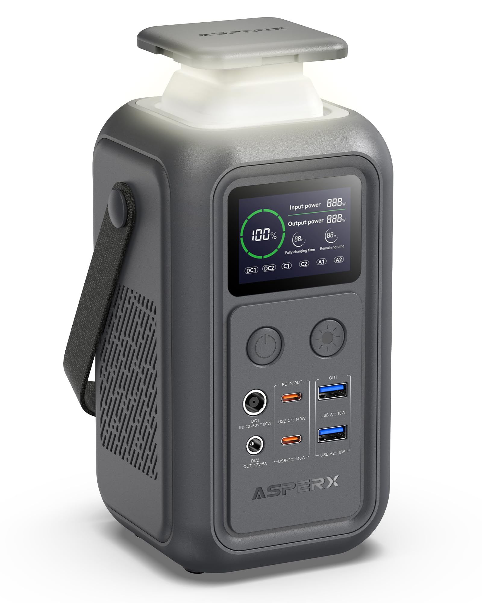 AsperX Portable Power Station (60,000mAh), Dual 140W Fast Charging (Total 200W), LiFePO4 Battery, 192Wh Power Bank Station, Gene