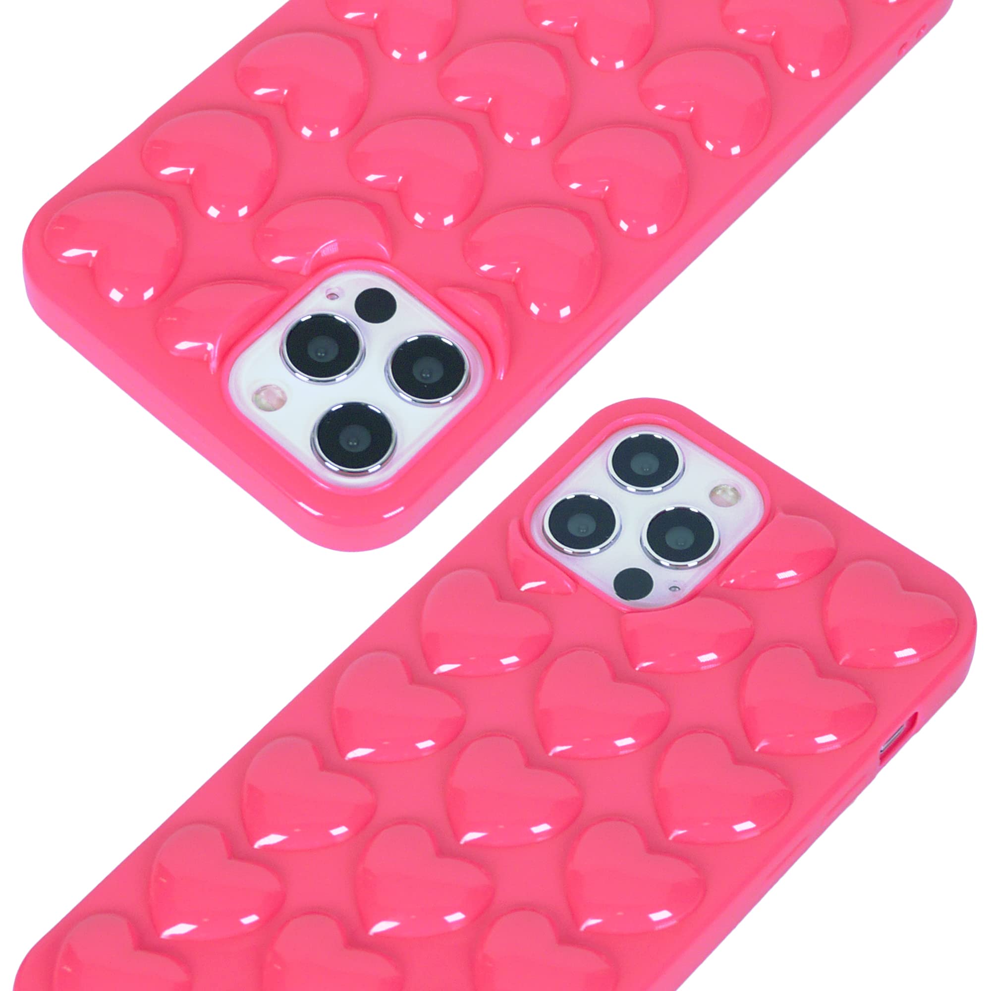Dmaos Iphone 12 Pro/Iphone 12 Case For Women, 3D Pop Bubble Heart Kawaii Gel Cover, Cute Girly For Iphone12 Pro/Iphone12 6.1 Inc