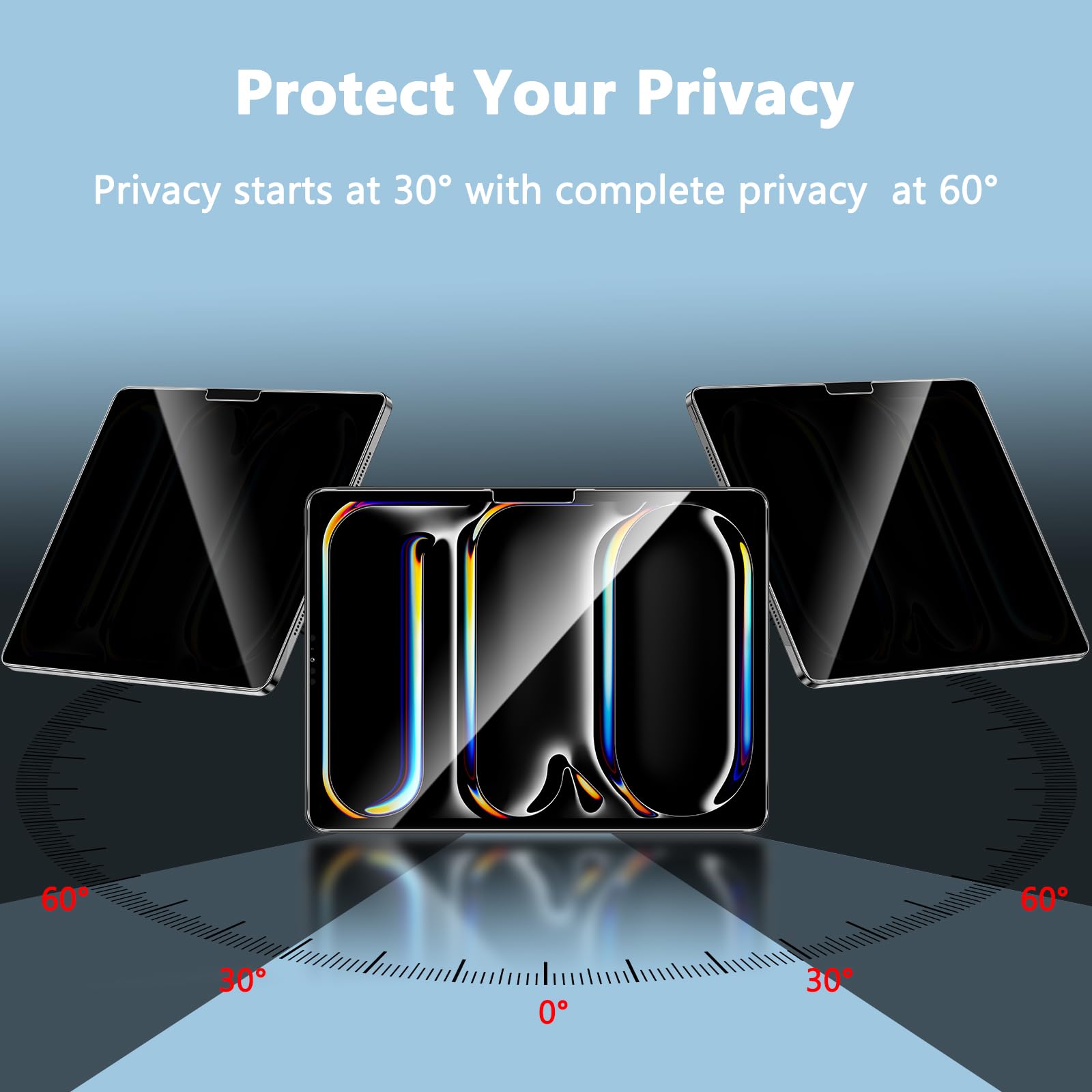 Wyqltd Privacy Screen Protector For Ipad Pro 11 Inch (2024) Anti Spy Tempered Glass, Anti Scratch, Bubbles Free, Compatible With