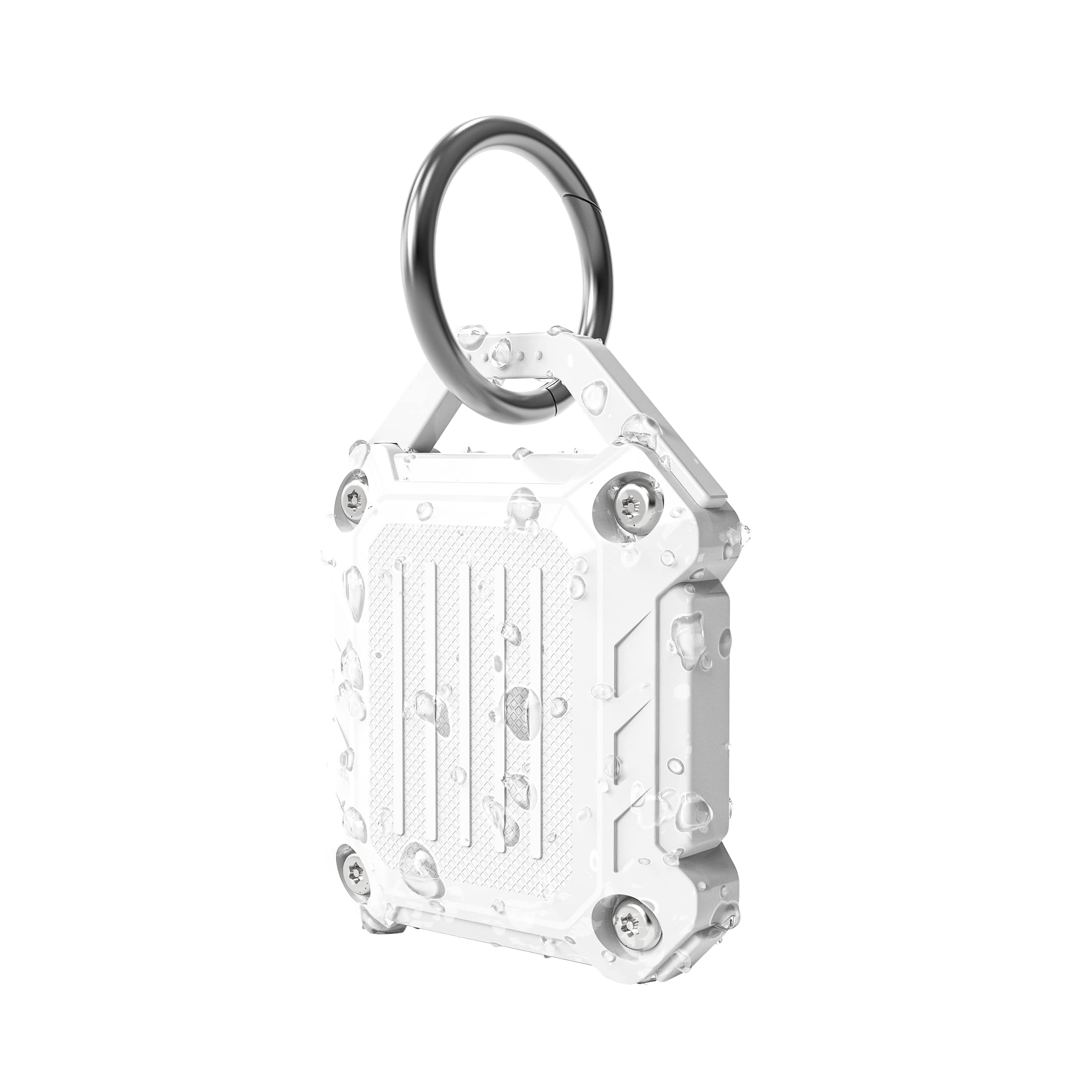 Dovick  Waterproof Airtag Keychain Holder Case,Screw Full Cover Compatible With Apple Air Tag Tracker Key Ring (White 1Pack)