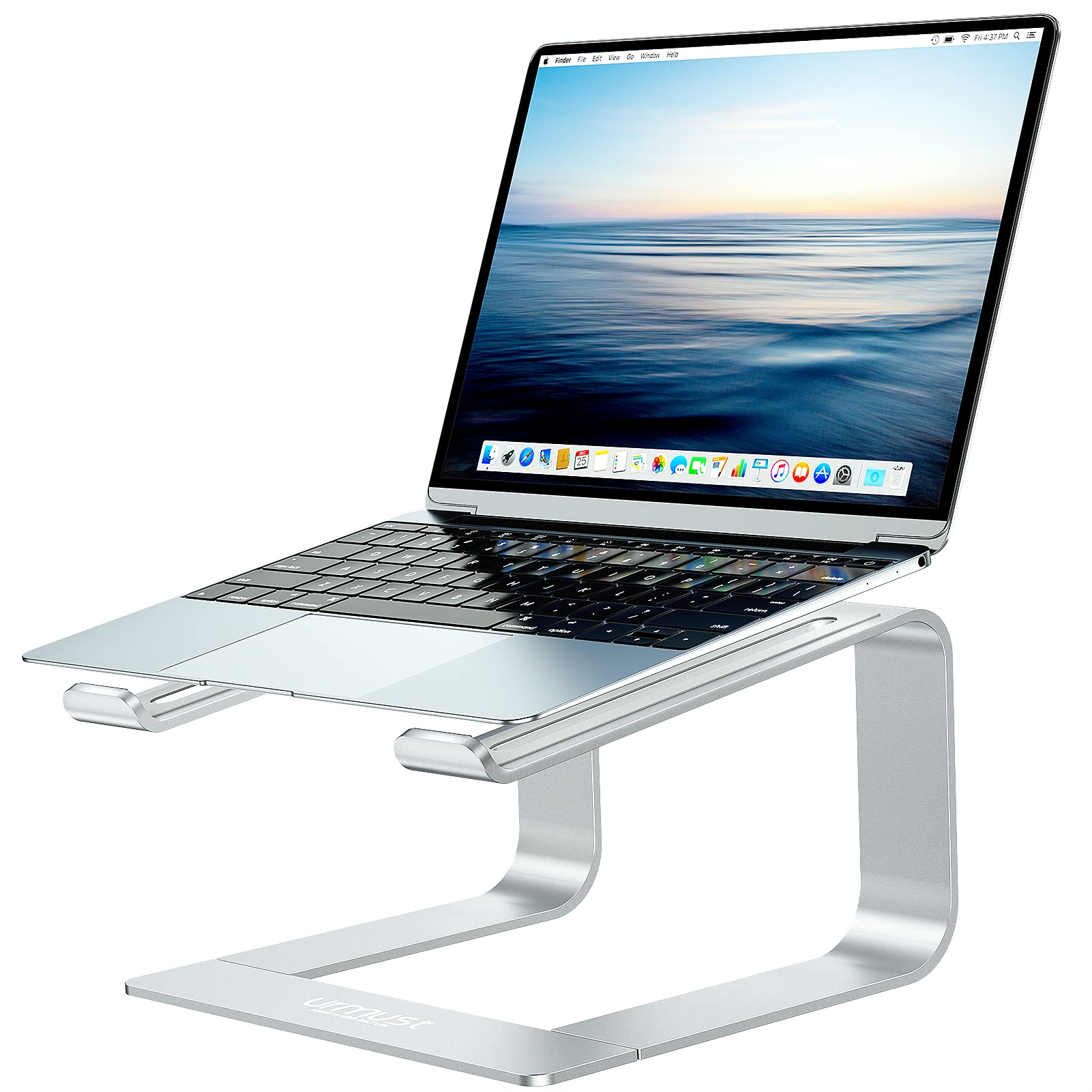 Urmust Laptop Stand For Desk Aluminum Computer Stand For Laptop Riser Holder Notebook Stand Compatible With Macbook Air Pro, Dell, Hp, Lenovo Samsung, Alienware All Laptops 11 15.6'(Silver)