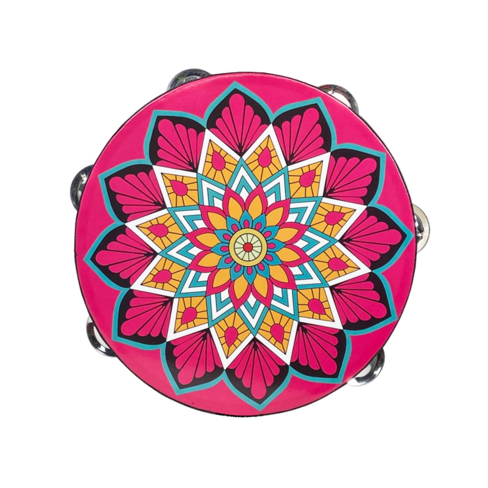 CALANDIS 8inch Tambourine Handheld Drum with Metal Bells for Wedding Activity Dancing Rose | Tambourines | Hand Percussion | Per