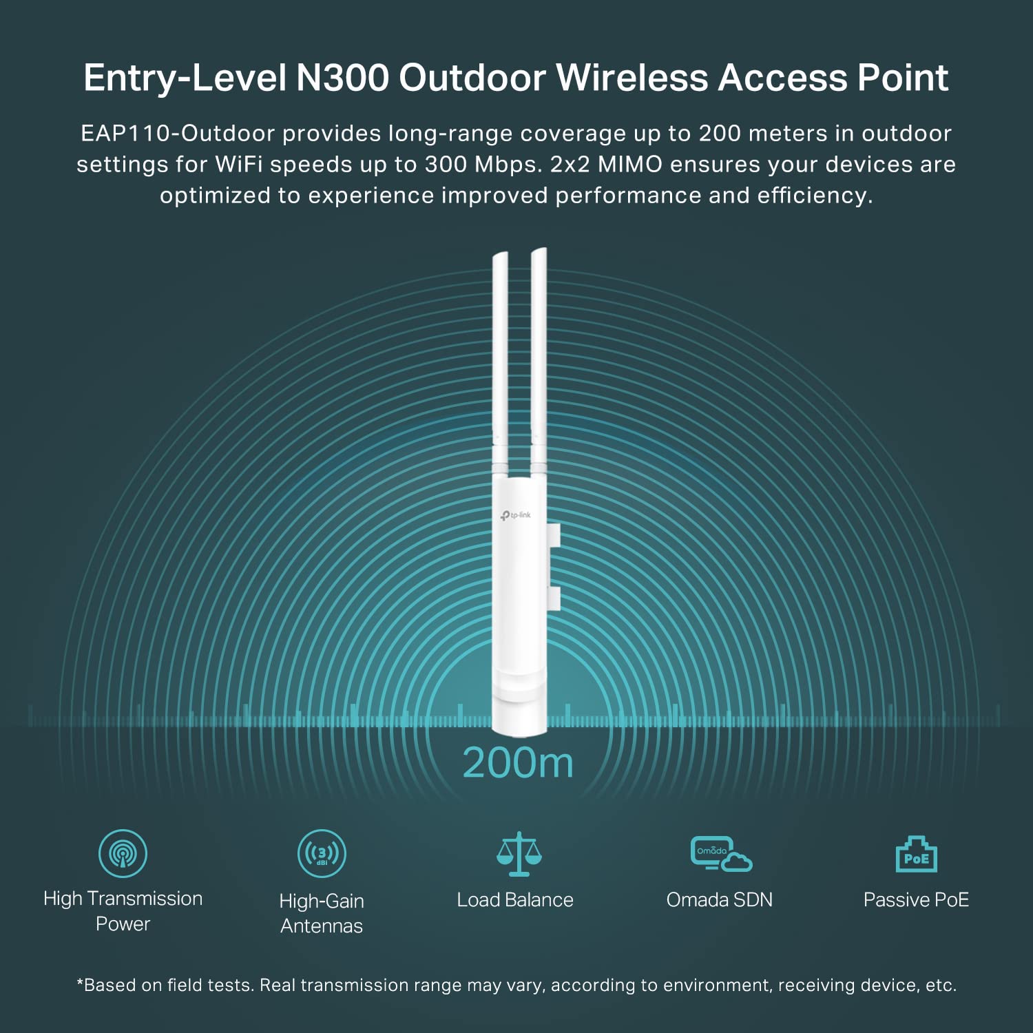 Tp Link Eap110 Outdoor V3 | Omada N300 Wireless Outdoor Access Point | Wifi Coverage Up To 200 Meters| Passive Poe W/ Free Poe I