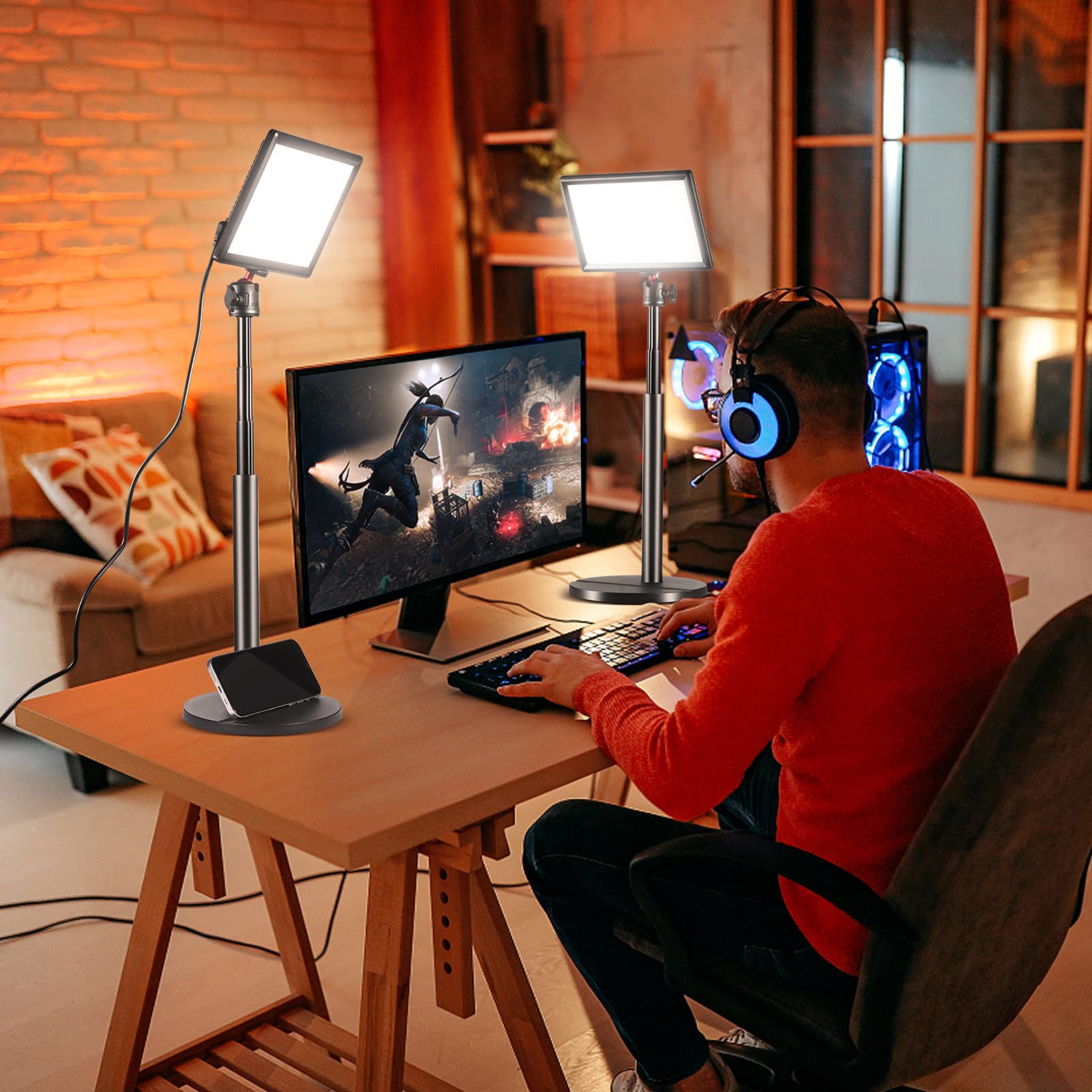 Ulanzi Led Key Light Desktop, Professional Streaming Studio Panel Dimmable Bi Color Led Video Light With Lcd Screen And 28'' Ext