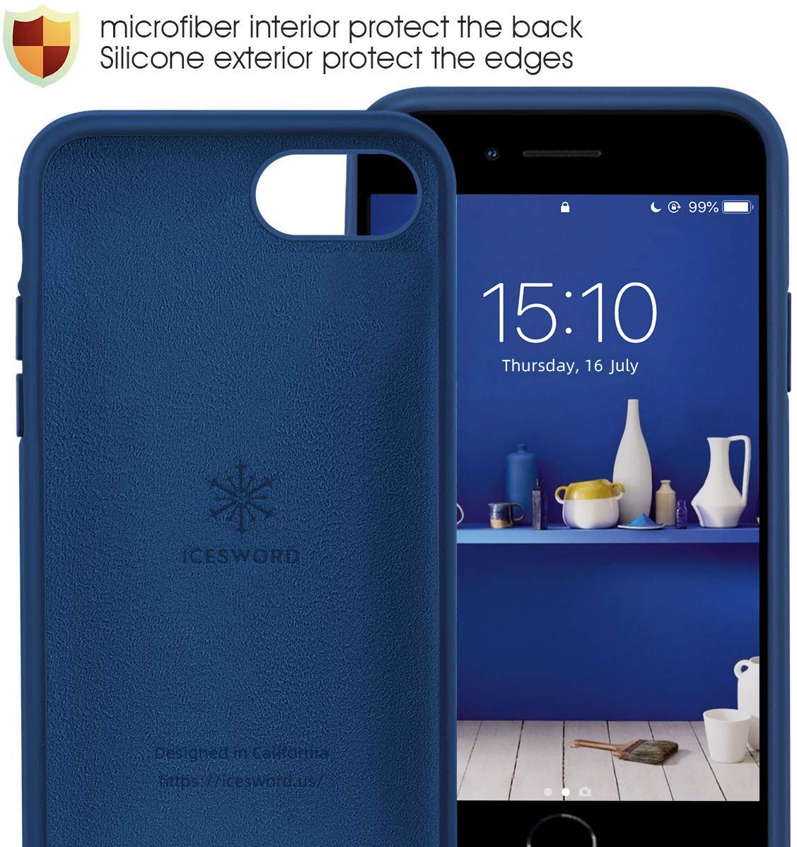 Icesword Iphone Se 3 Case 2022 [Upgraded]/ Iphone Se 2020 (2Nd Gen)/ Iphone 7/ Iphone 8 Silicone Case Blue, Liquid Silicone Gel