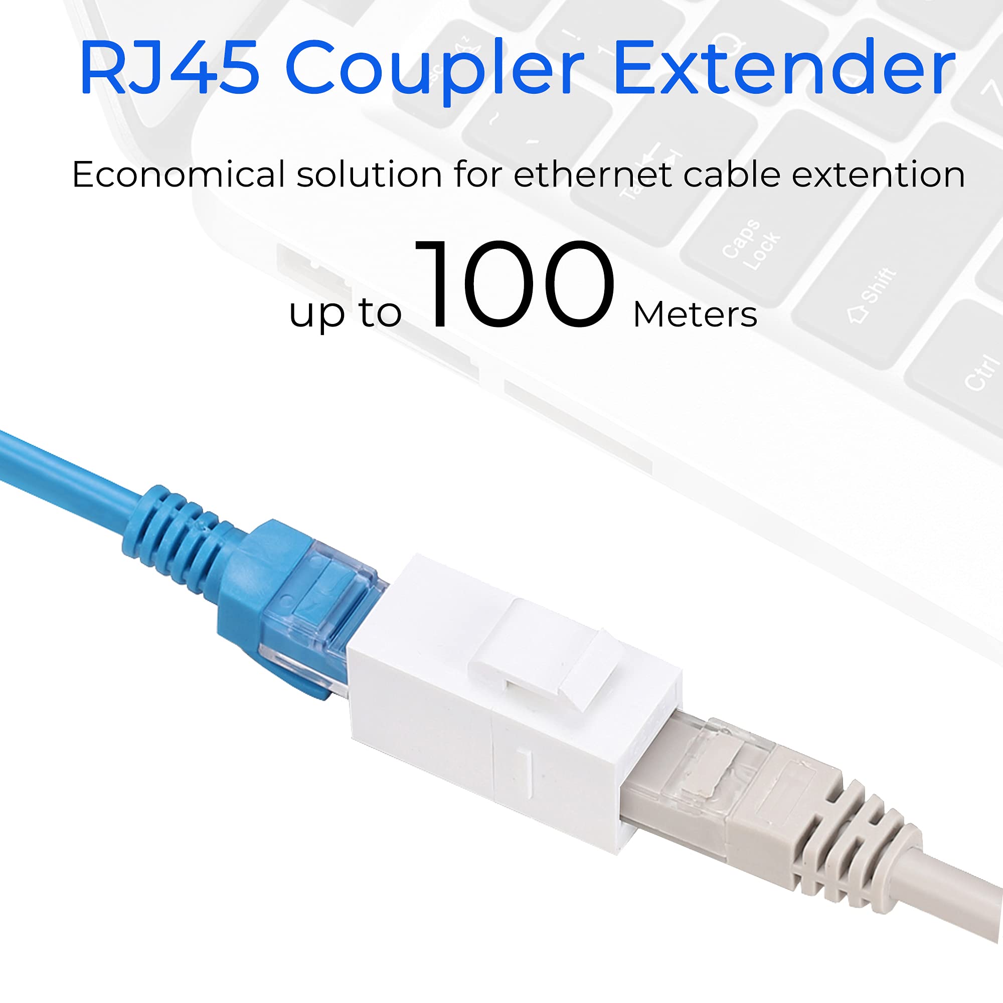 Rapink Rj45 Coupler Inline Adapter Keystone, Female To Female Network Connector 5 Pack For Ethernet Cat6/Cat5E/Cat5 Cable Extend