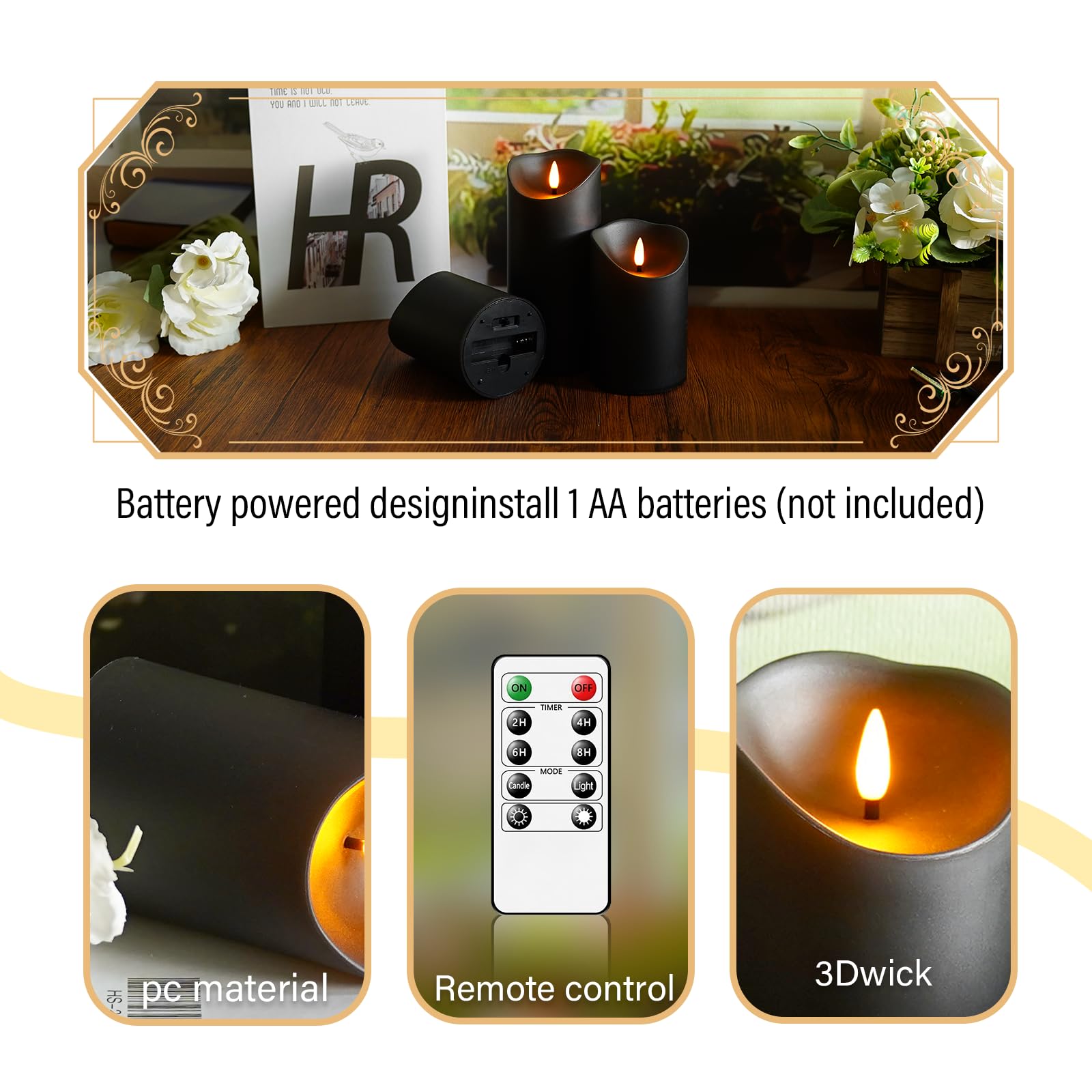 Eebuss Flameless Candles, Led Candles,Plastics Realistic Candle,Flameless Candles With Remote,Suitable For Home Decoration,Addin