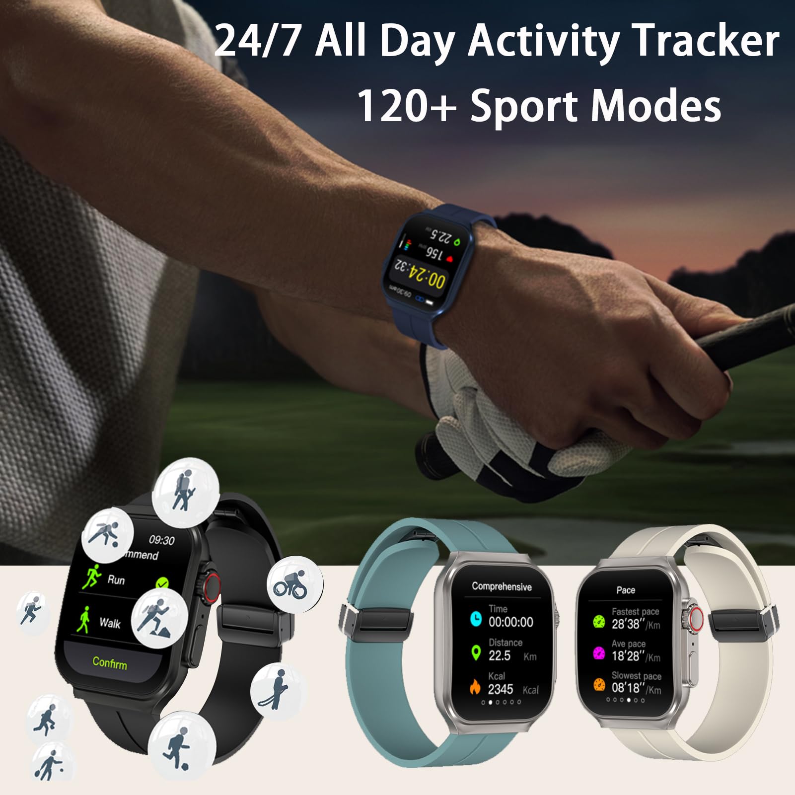 Mylamzal Smart Watch For Men Women With Bluetooth Call, Android & Ios Compatible 1.96 '' Amoled Touchscreen Ai Voice Fitness Tra