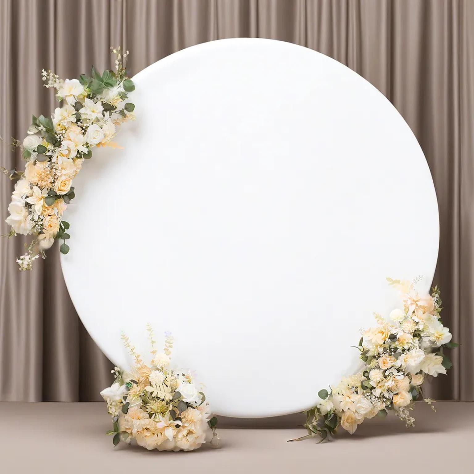 7.2X7.2Ft White Round Backdrop Cover White Circle Backdrop Cover Round Fabric Photo Background For Photography Party Birthday We