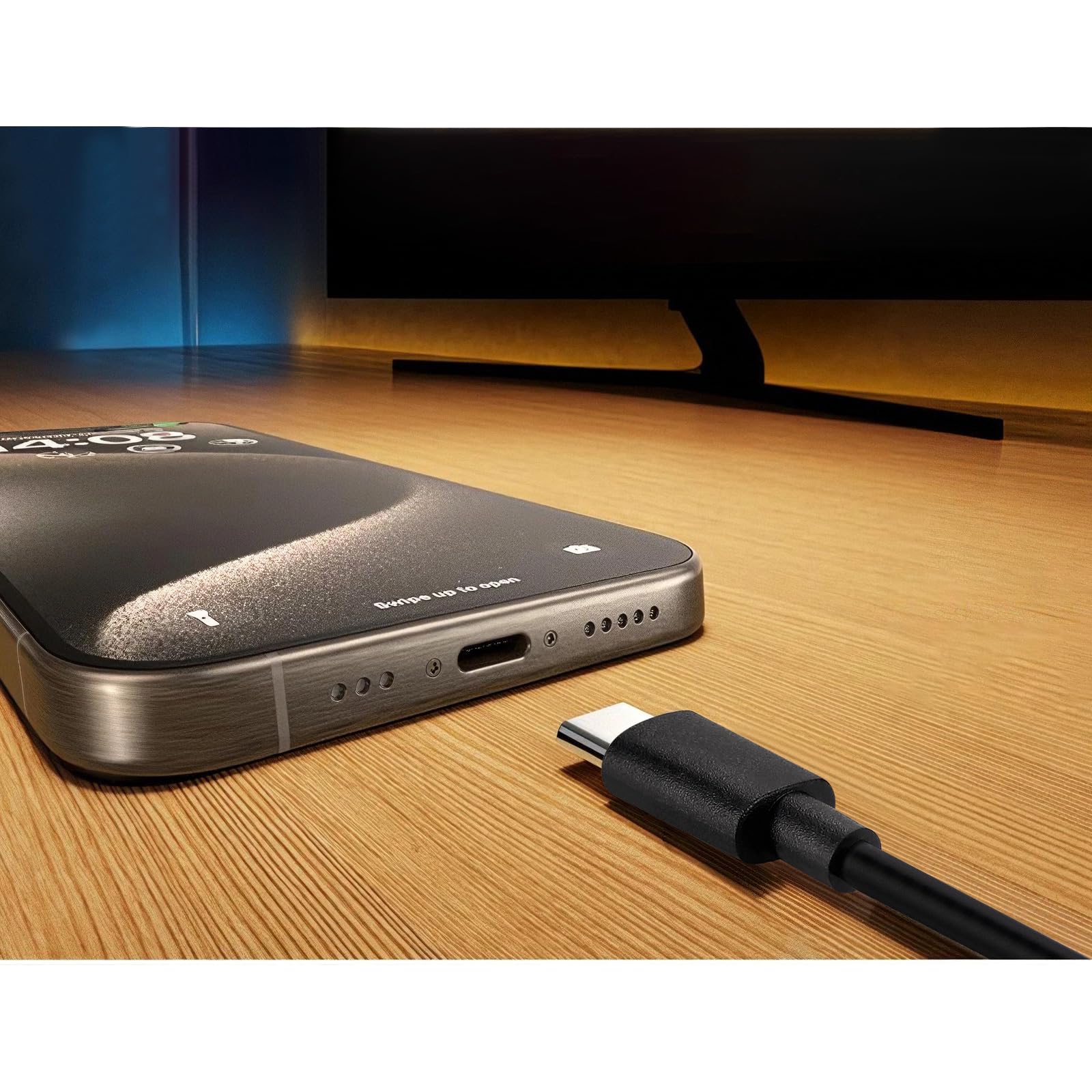 Black 3 Ft Usb C Charger Cable For Iphone 15/16   Also Compatible With Motorola Edge/Moto G Series