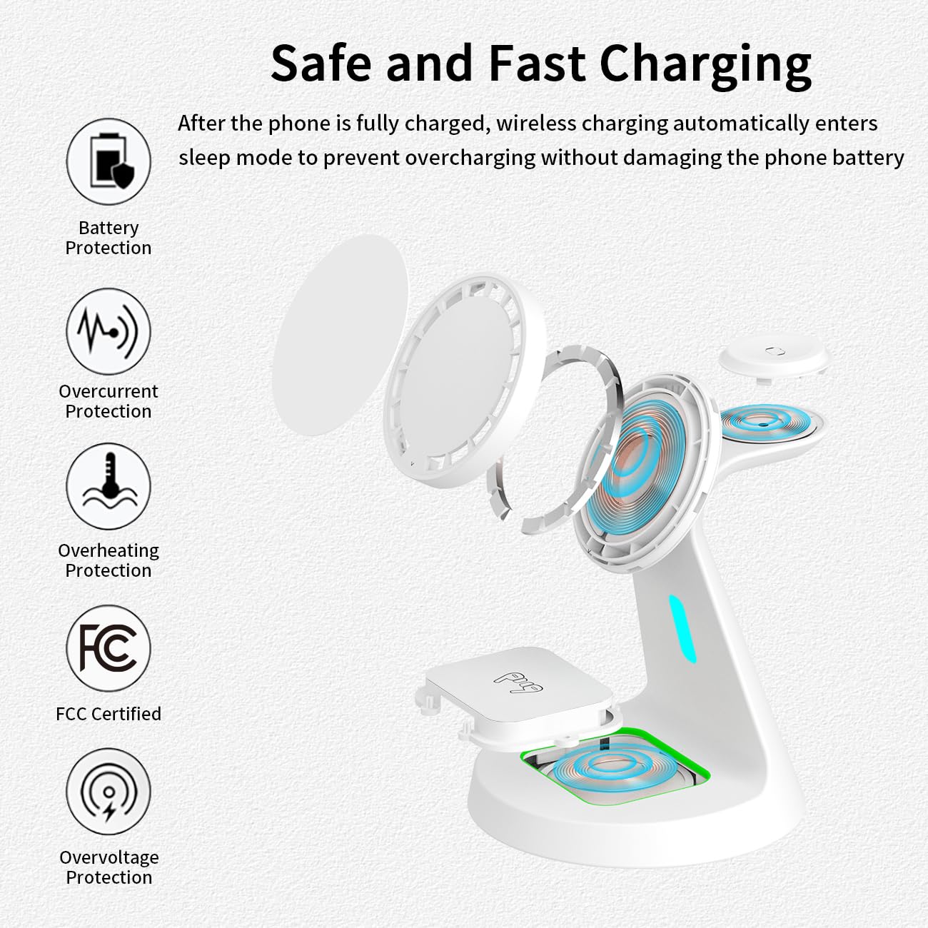 3 In 1 Charging Station Compatible With Magsafe Charger Wireless Charging Station For Iphone 16 15 14 13 12 Series Wireless Char