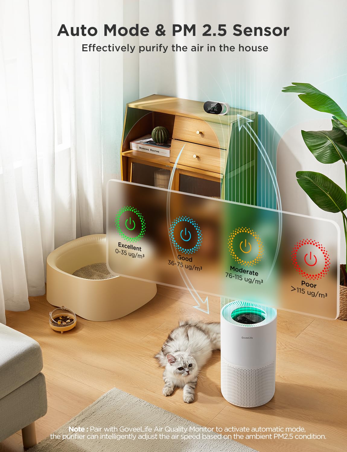 Goveelife Smart Air Purifier For Homes And Large Rooms With Detachable Pre Filter, Covers Up To 1162Ft, Hepa Sleep Mode, App & A