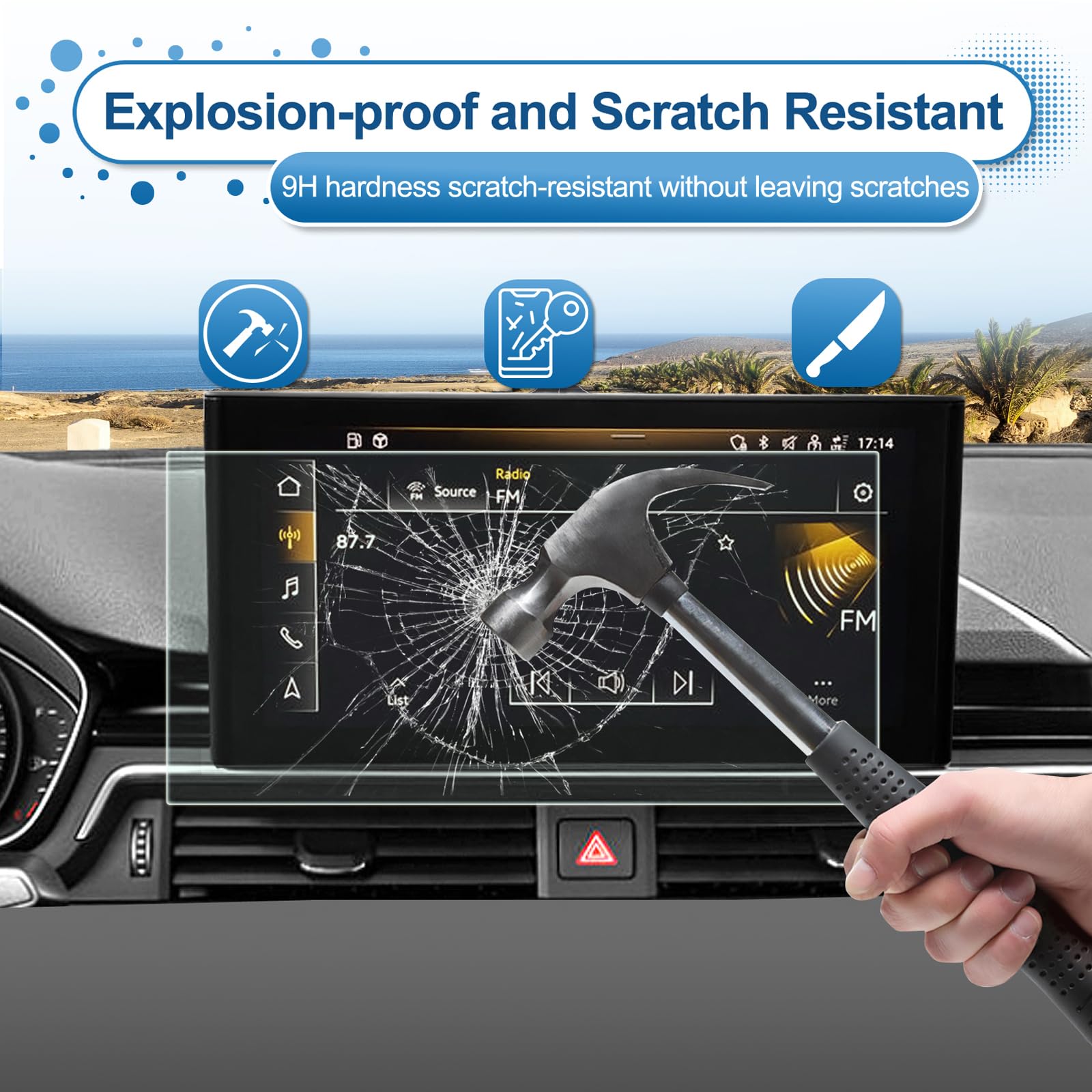 Coleya For 2020 2024 Audi A4 Screen Protector, For 2020 2023 2024 Audi A5/ 2021 2024 Audi Q5 Screen Protector, 10.1 Inch Tempere